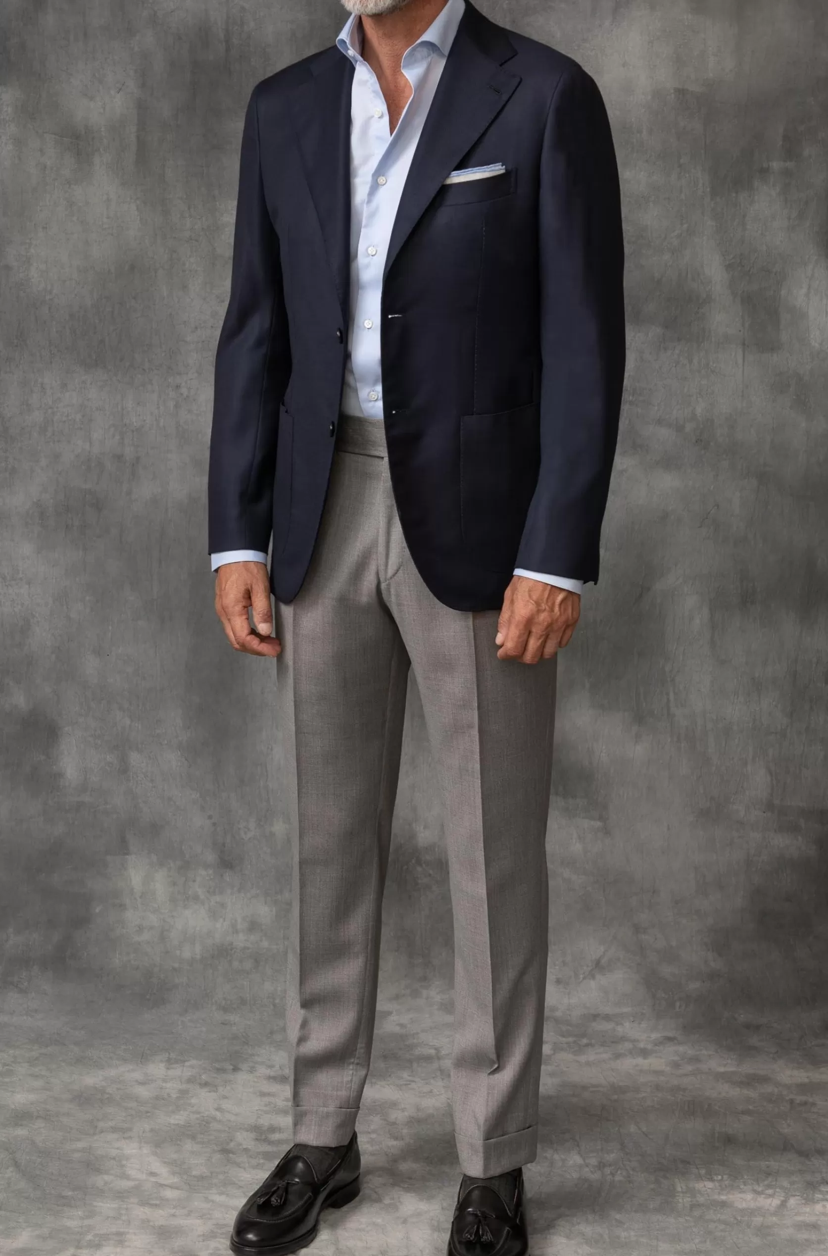 Blazer Bleu Entoilé En Laine Loro Piana Super 130's - Made In Italy>Pini Parma New