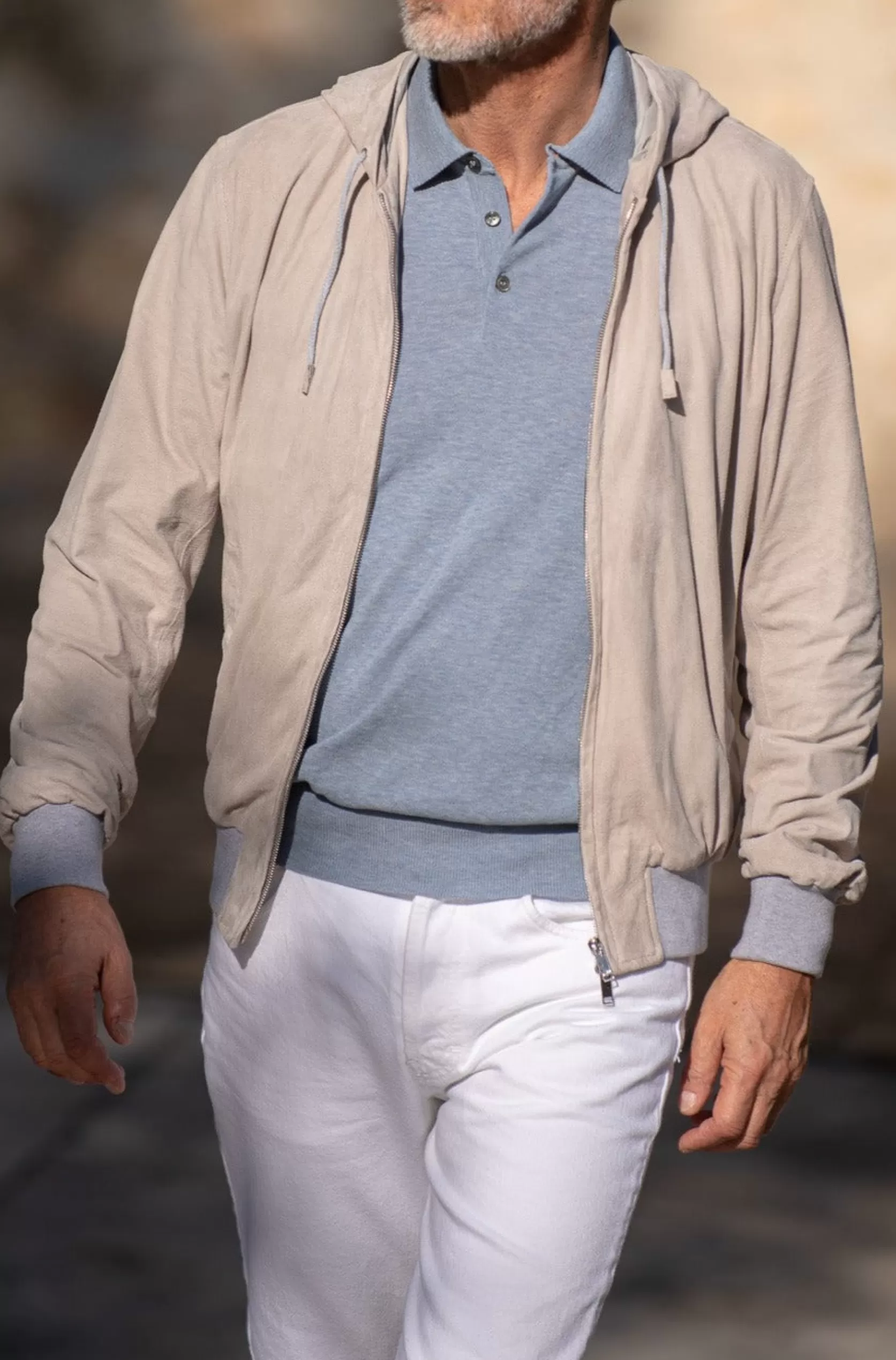 Blouson Aviateur à Capuche En Daim Stone – Made In Italy>Pini Parma Best