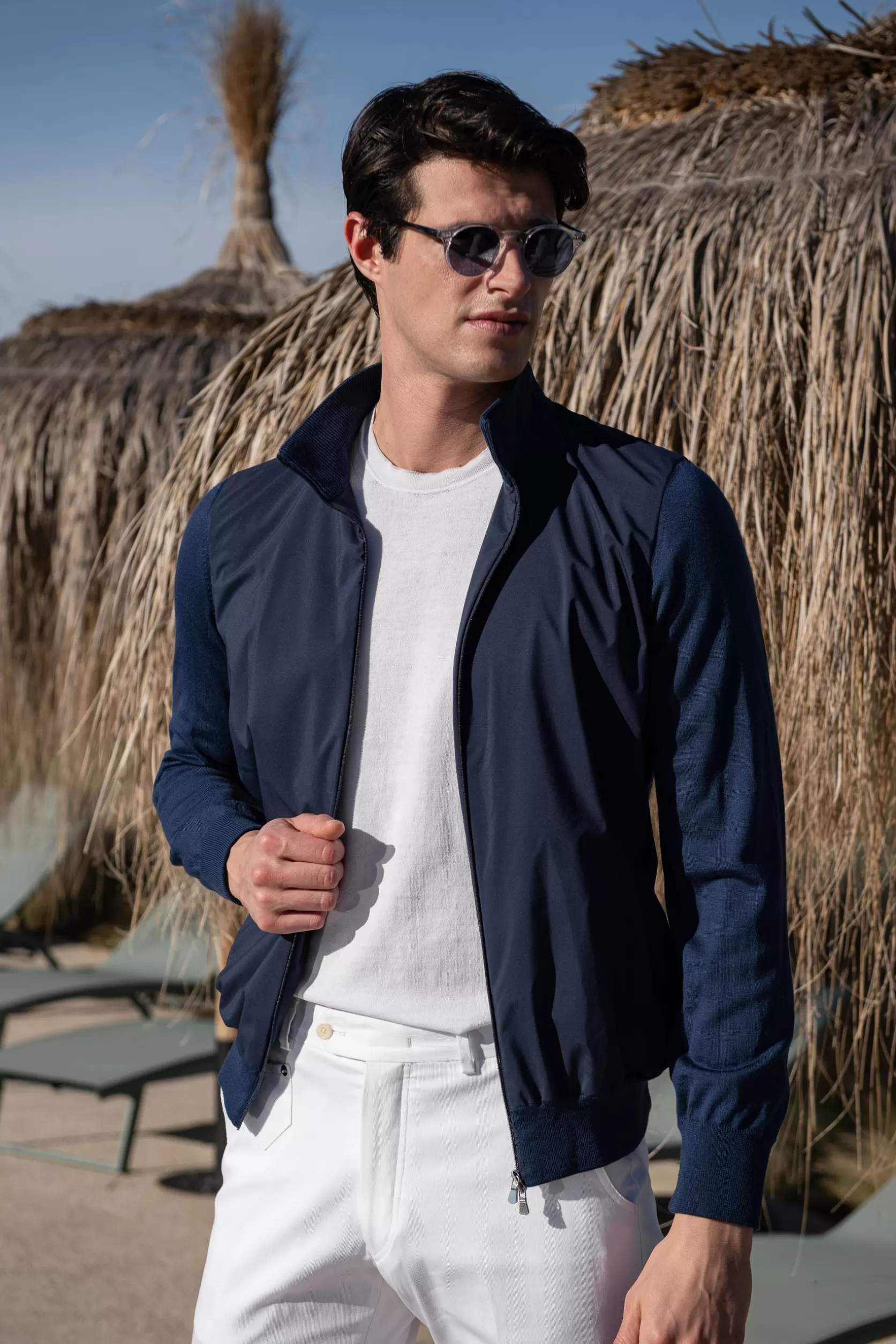 Blouson Aviateur En Tricot Et Nylon – Made In Italy>Pini Parma Shop