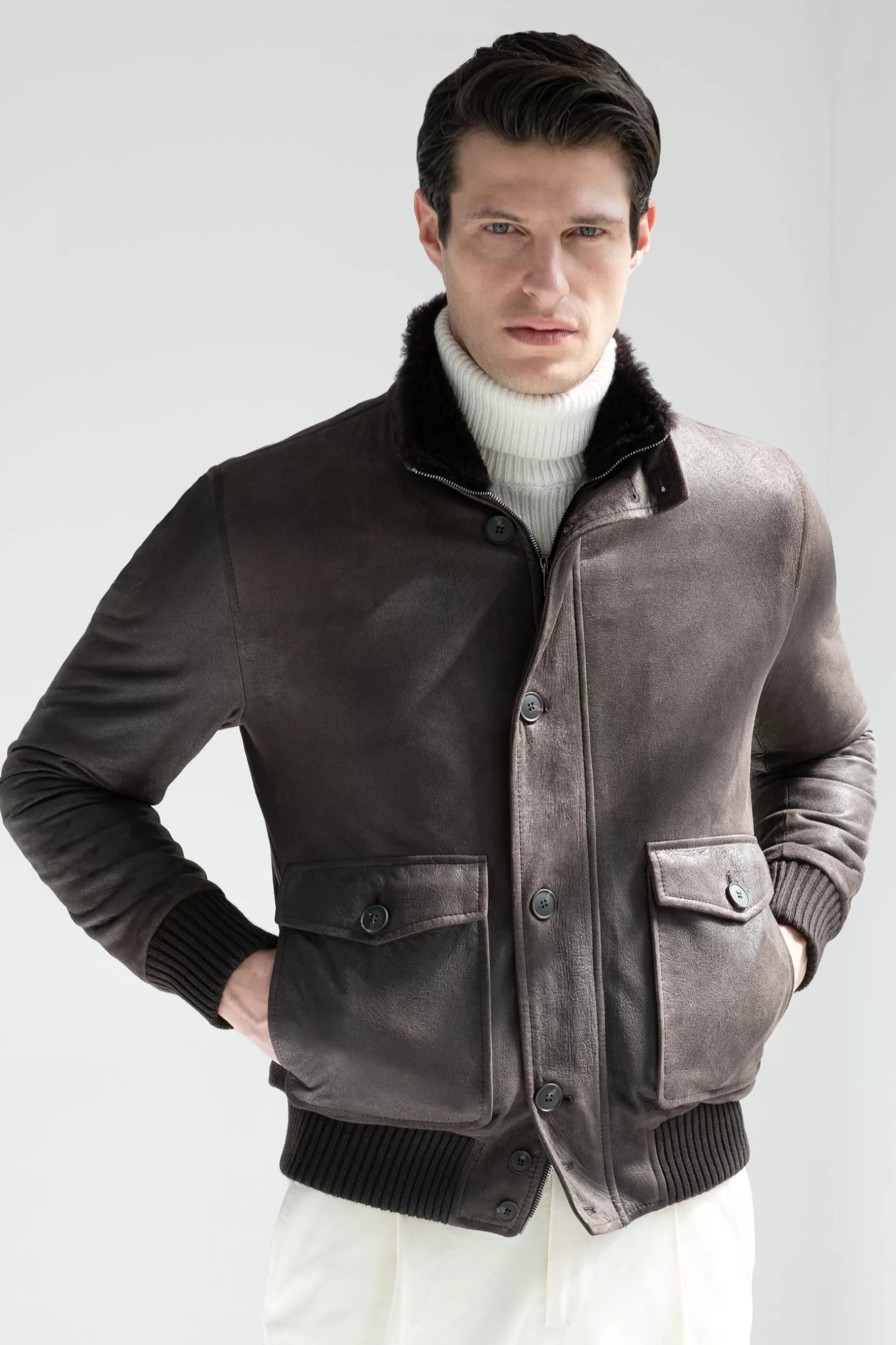 Bomber En Cuir Marron – Made In Italy>Pini Parma Best