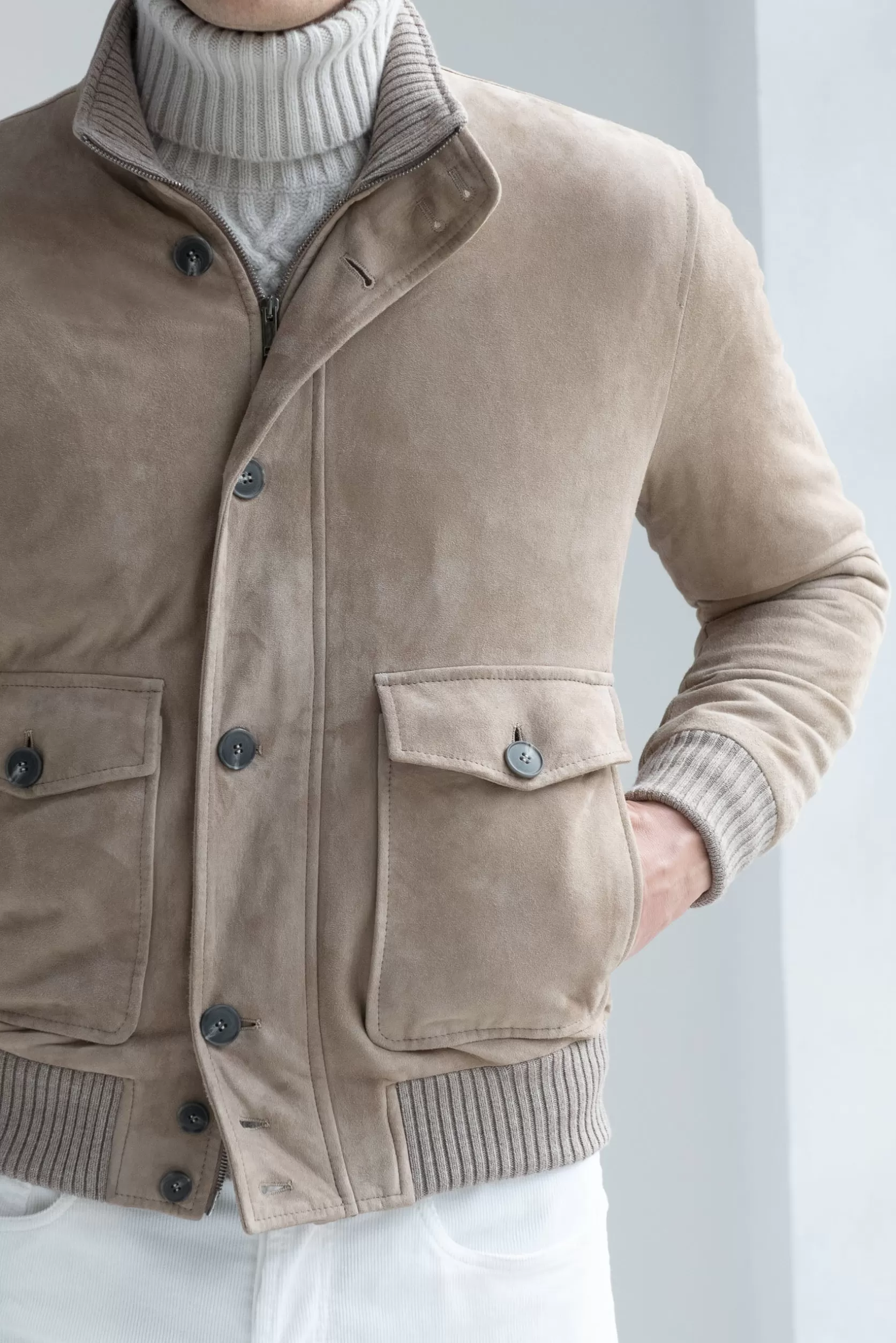 Bomber En Daim Beige – Made In Italy>Pini Parma New