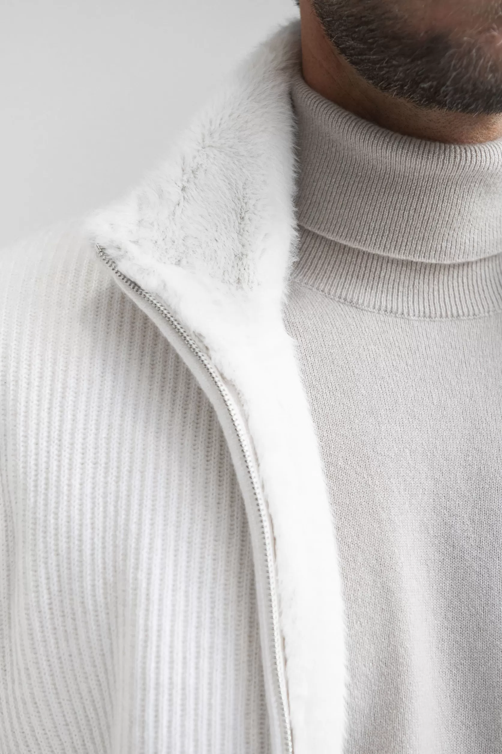 Bomber En Maille De Cachemire Blanc Cassé Cassé Avec Fourrure - Made In Italy>Pini Parma Cheap