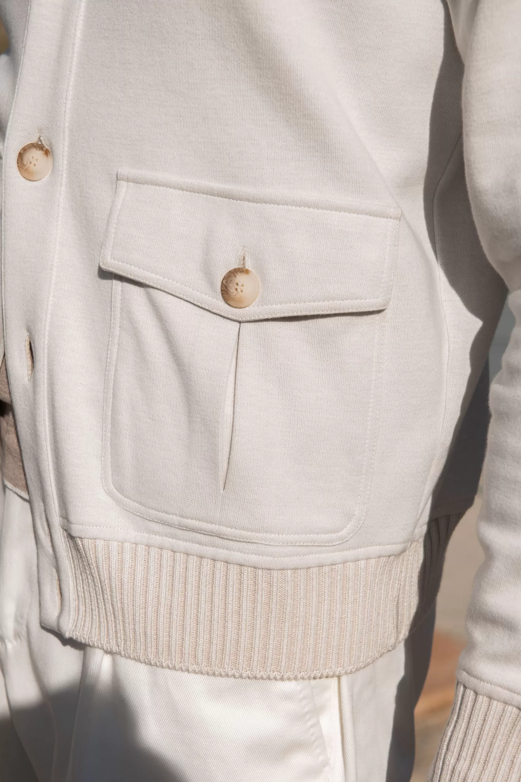 Bomber En Maille De Coton Stone – Made In Italy>Pini Parma Clearance