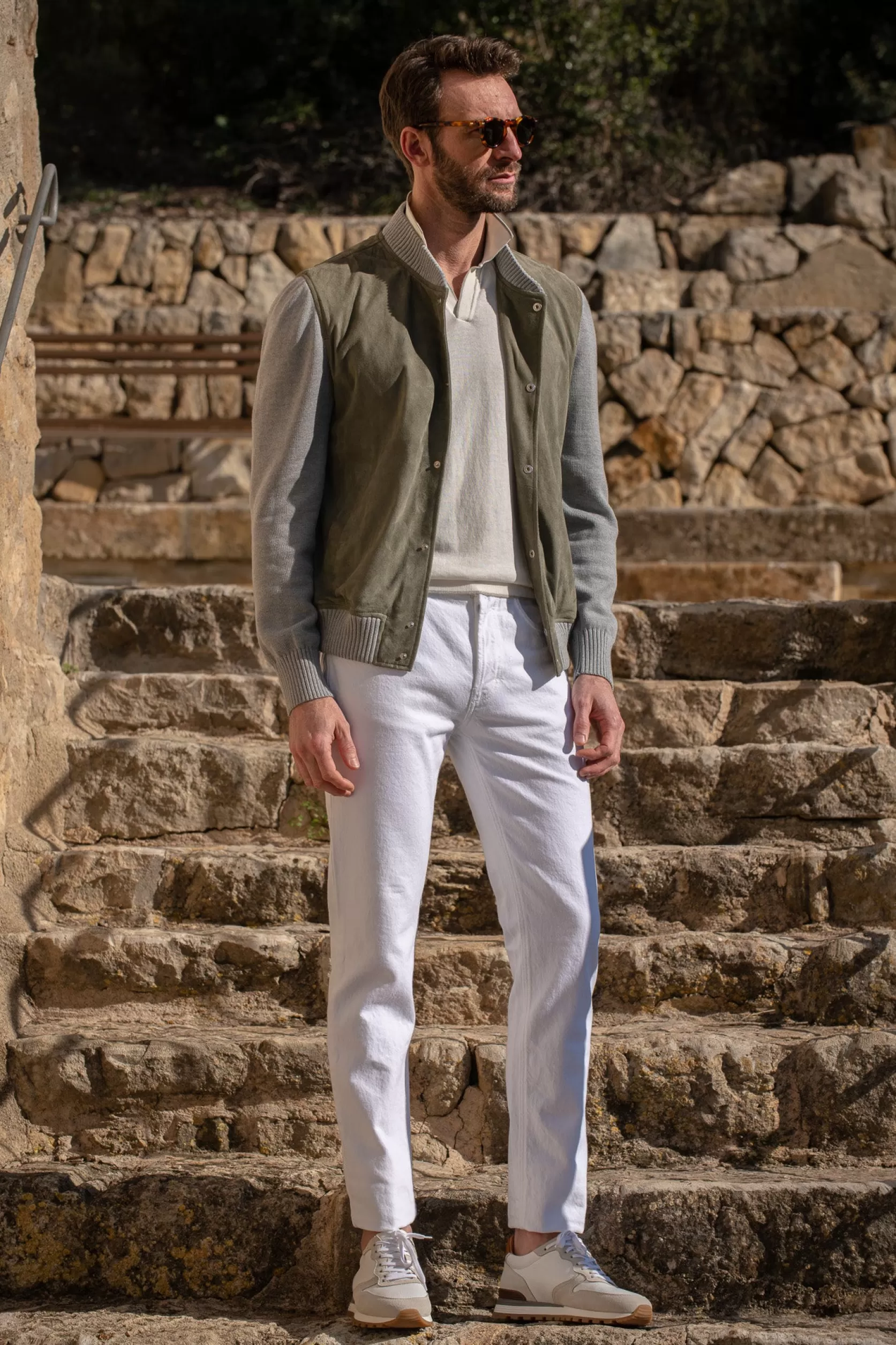 Bomber En Tricot Suédé Sauge – Made In Italy>Pini Parma Cheap