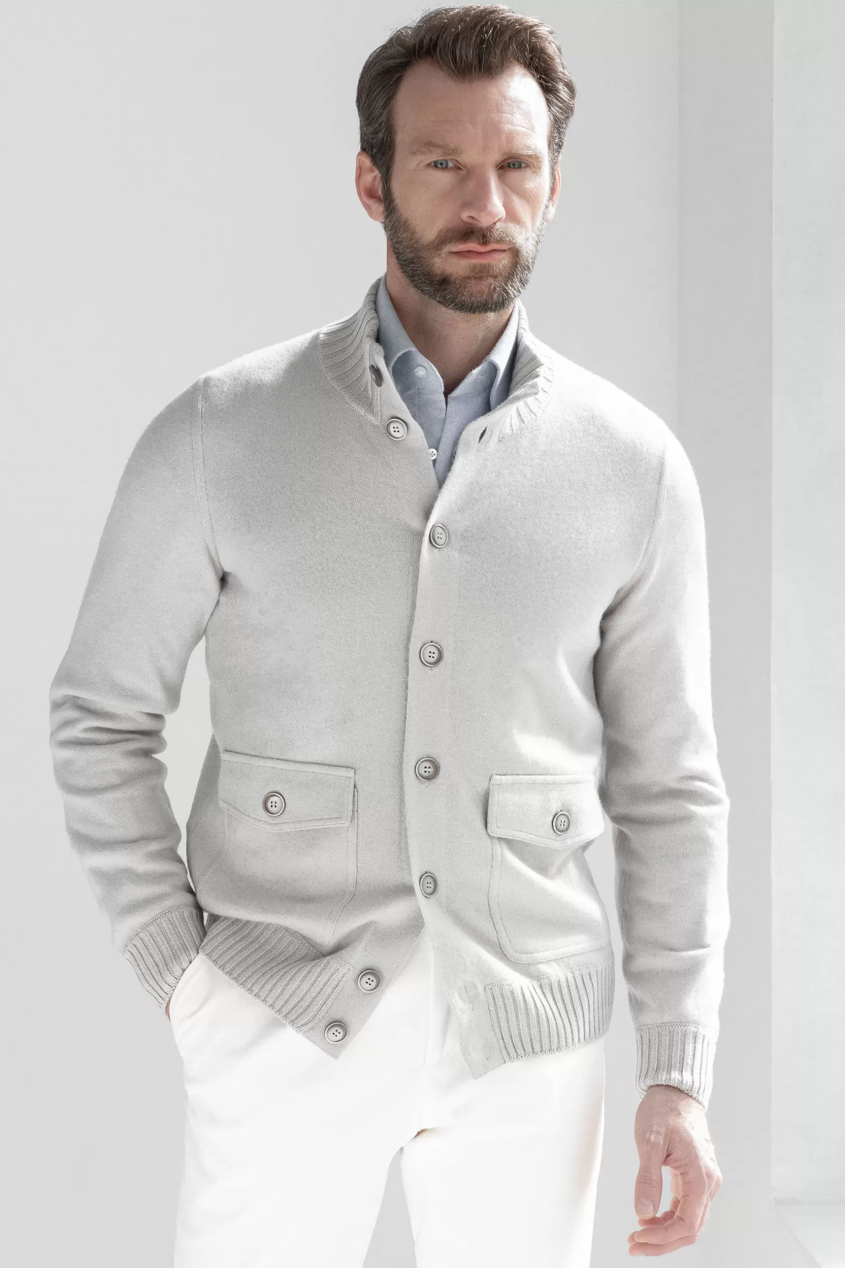 Bomber Tricoté En Cachemire – Made In Italy>Pini Parma Shop
