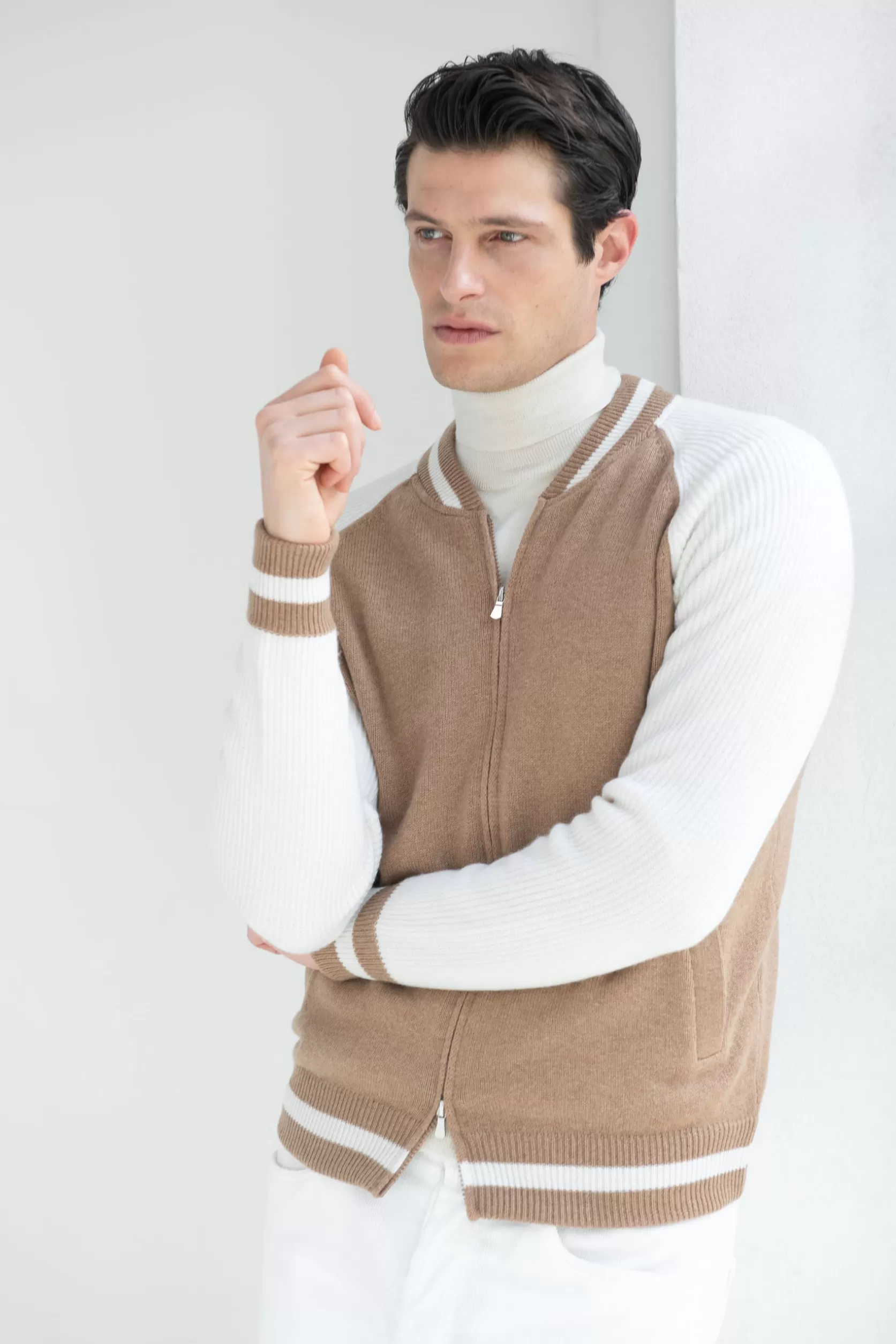 Bomber Universitaire En Tricot - Made In Italy>Pini Parma Store