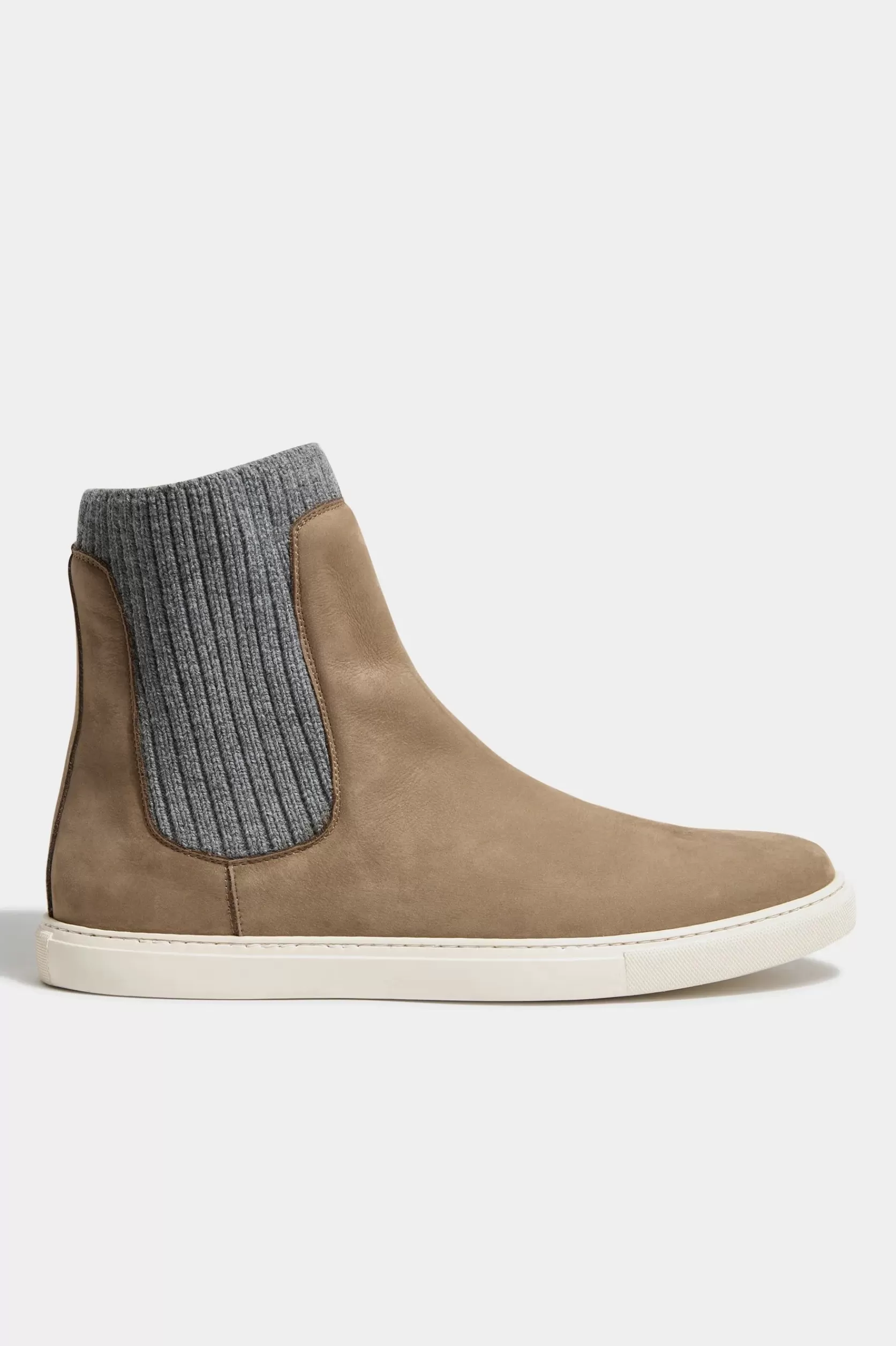 Bottine Chelsea Taupe Avec Tricot - Made In Italy>Pini Parma Shop