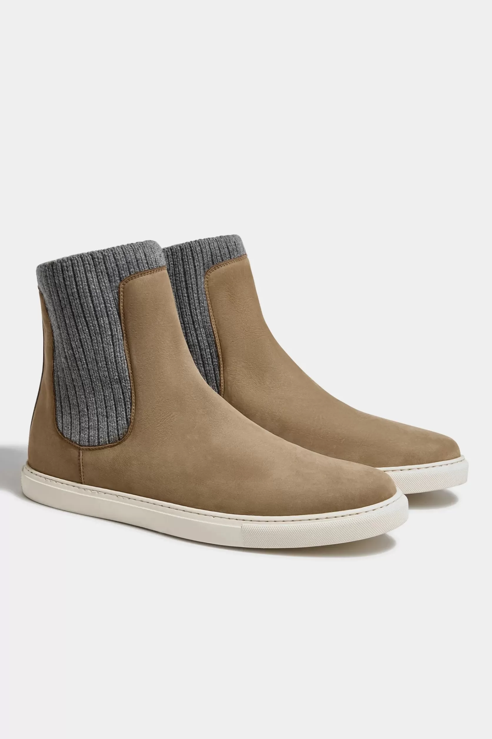 Bottine Chelsea Taupe Avec Tricot - Made In Italy>Pini Parma Shop