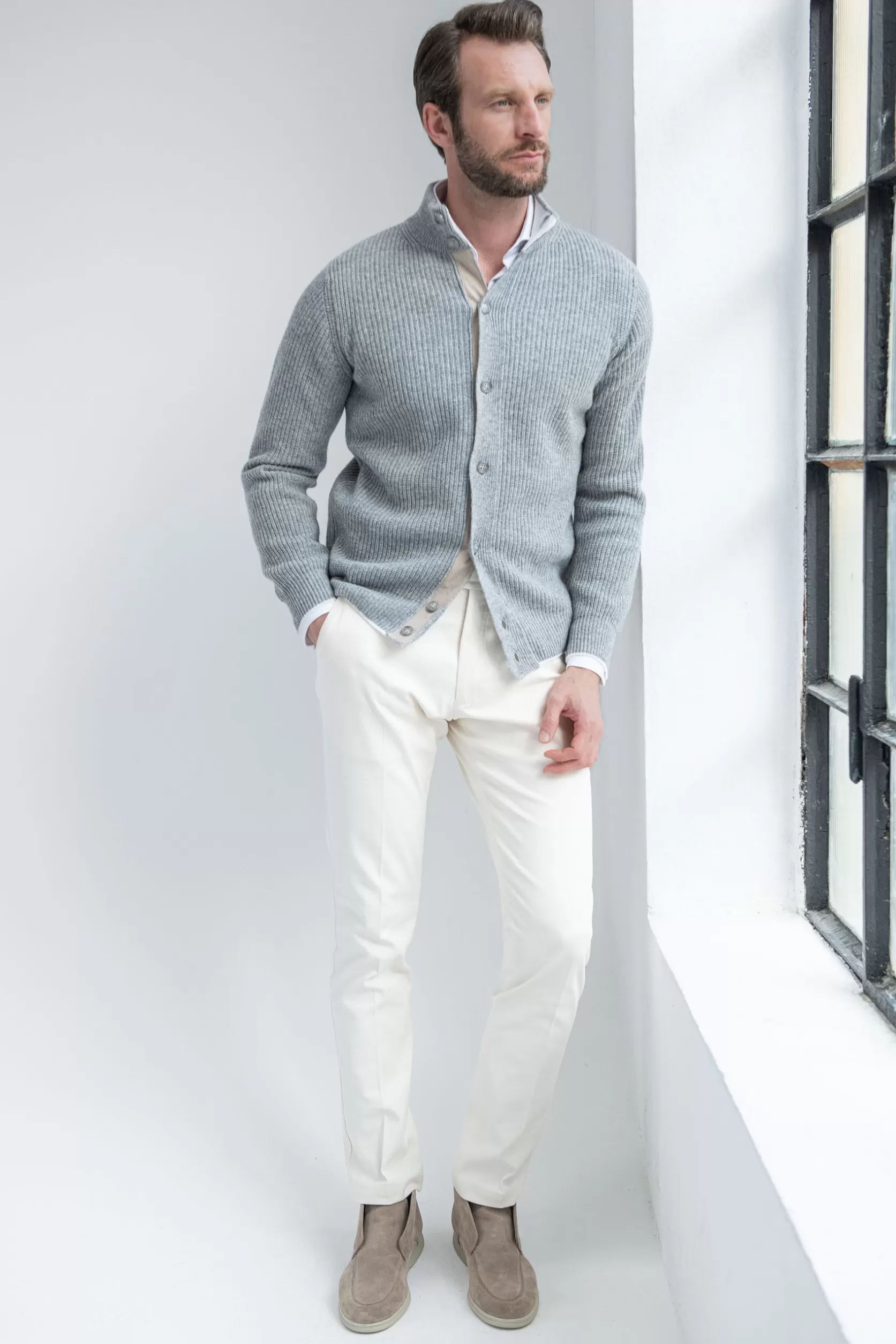 Cardigan Côtelé En Mélange De Cachemire – Made In Italy>Pini Parma Best Sale