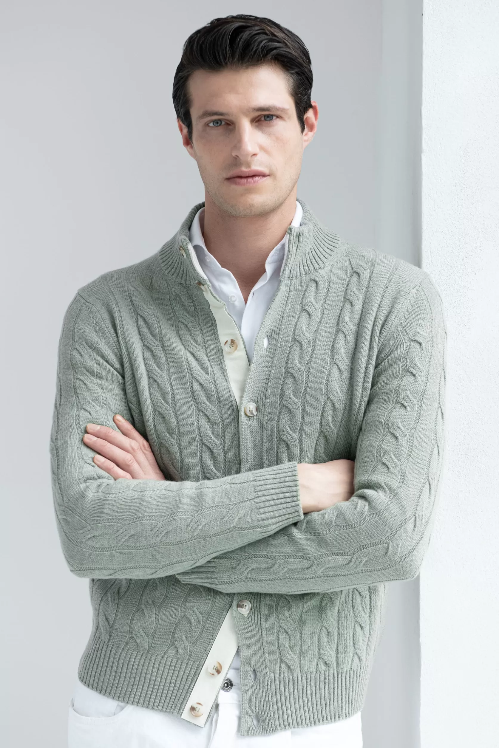 Cardigan En Maille Torsadée – Made In Italy>Pini Parma Cheap
