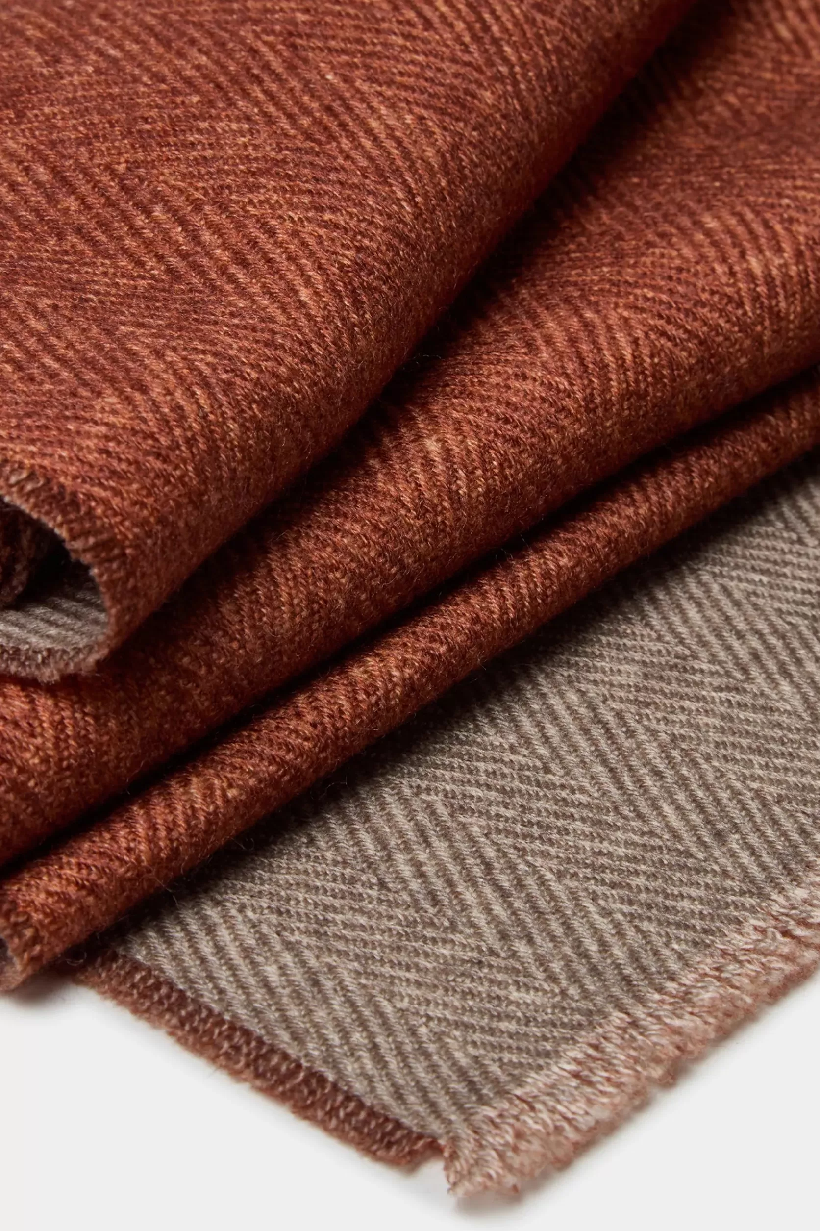 Écharpe Réversible à Chevrons Rouille Et Taupe - Made In Italy>Pini Parma Store