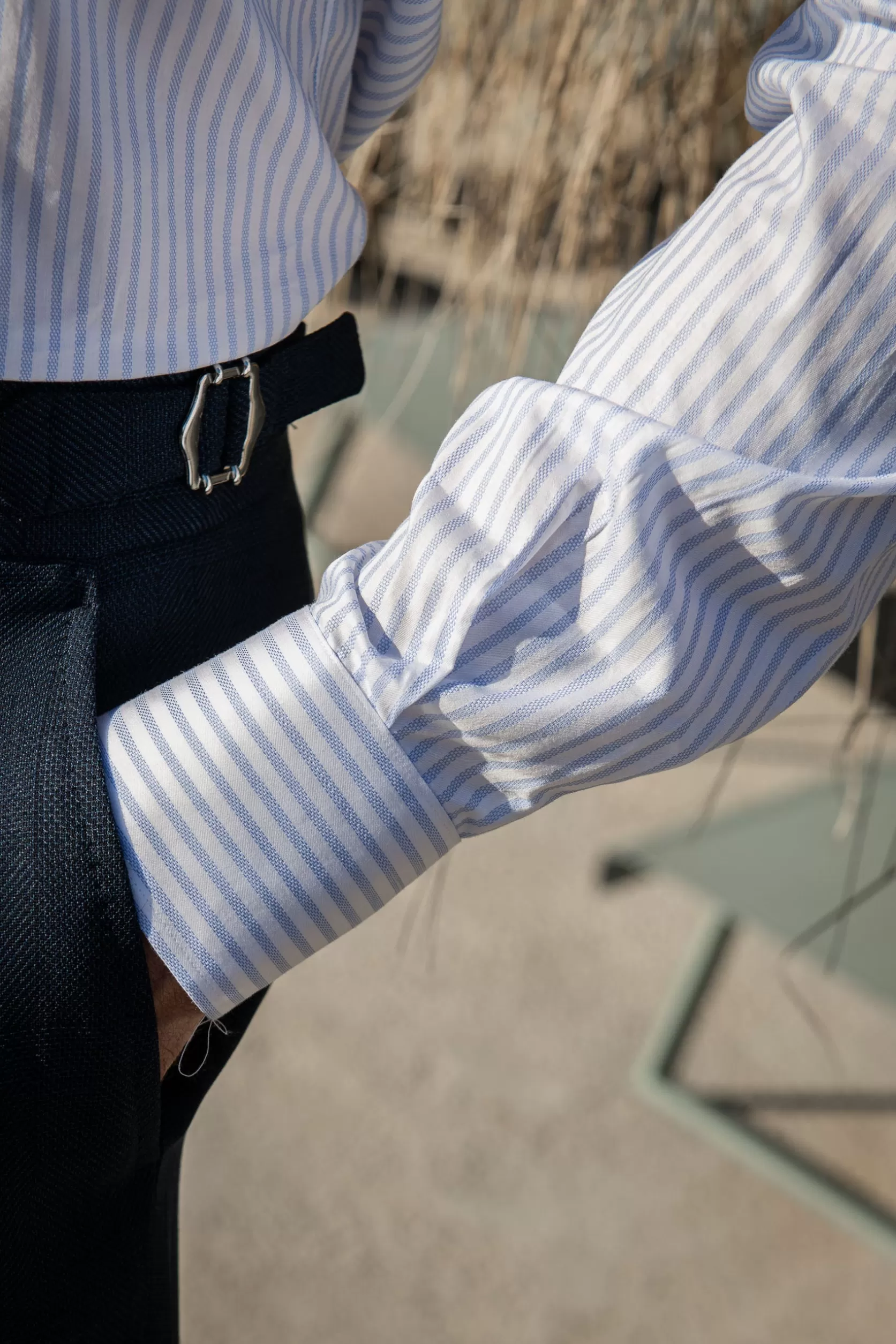 Chemise à Rayures Douces Bleu Clair - Made In Italy>Pini Parma New