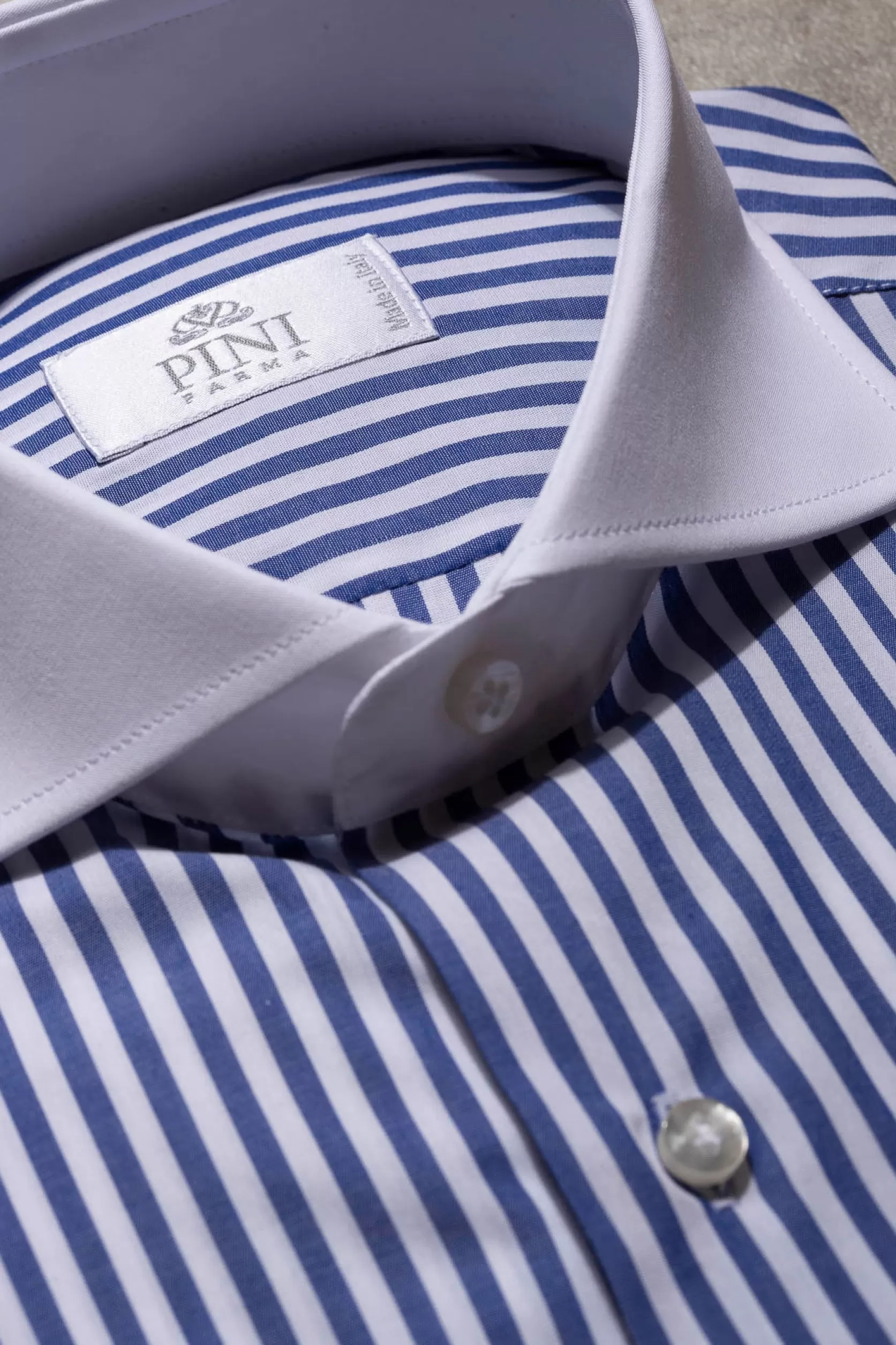 Chemise Col Blanc à Rayures Bleues Limited Edition - Made In Italy>Pini Parma Best
