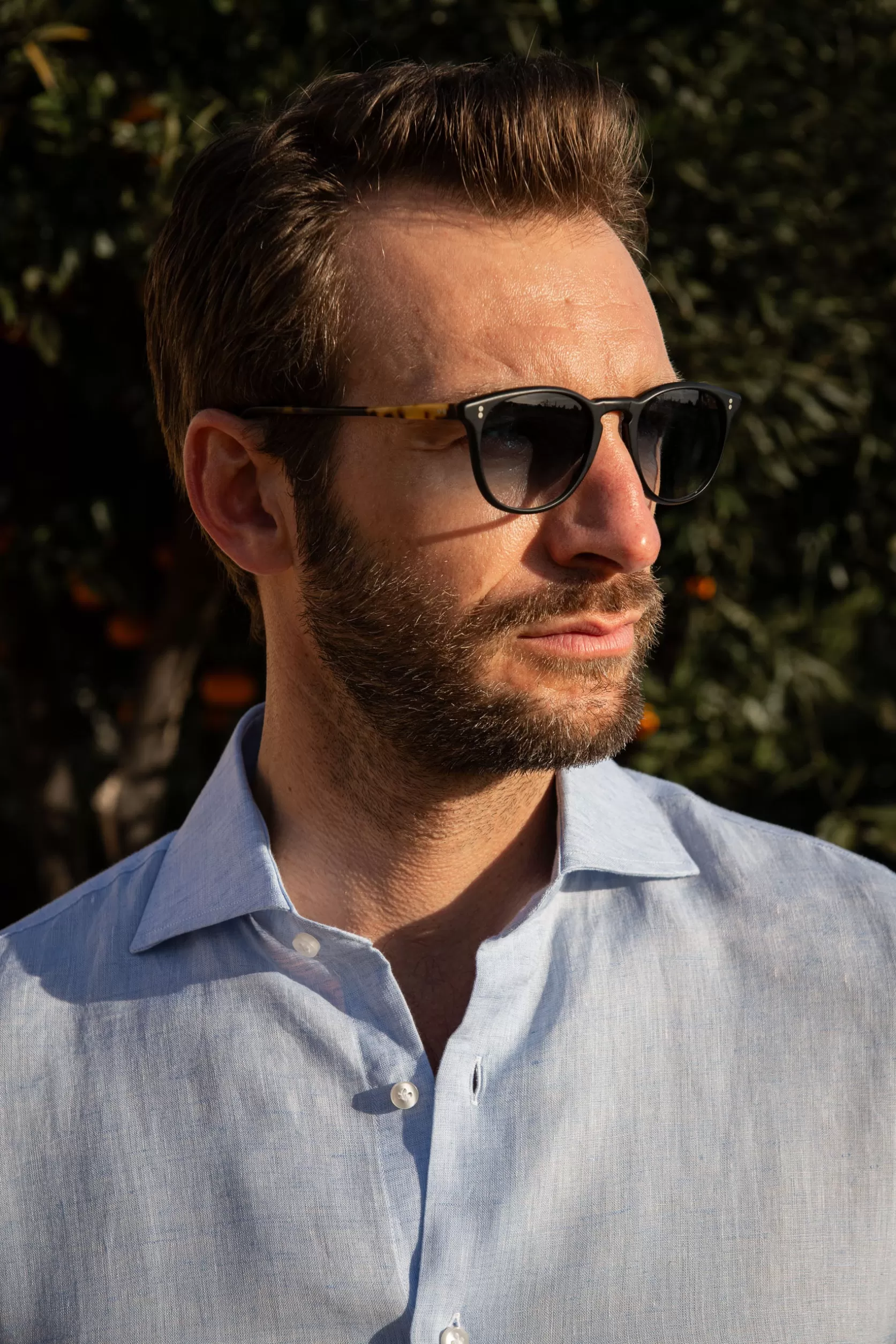 Chemise En Lin Bleu Clair - Made In Italy>Pini Parma Shop