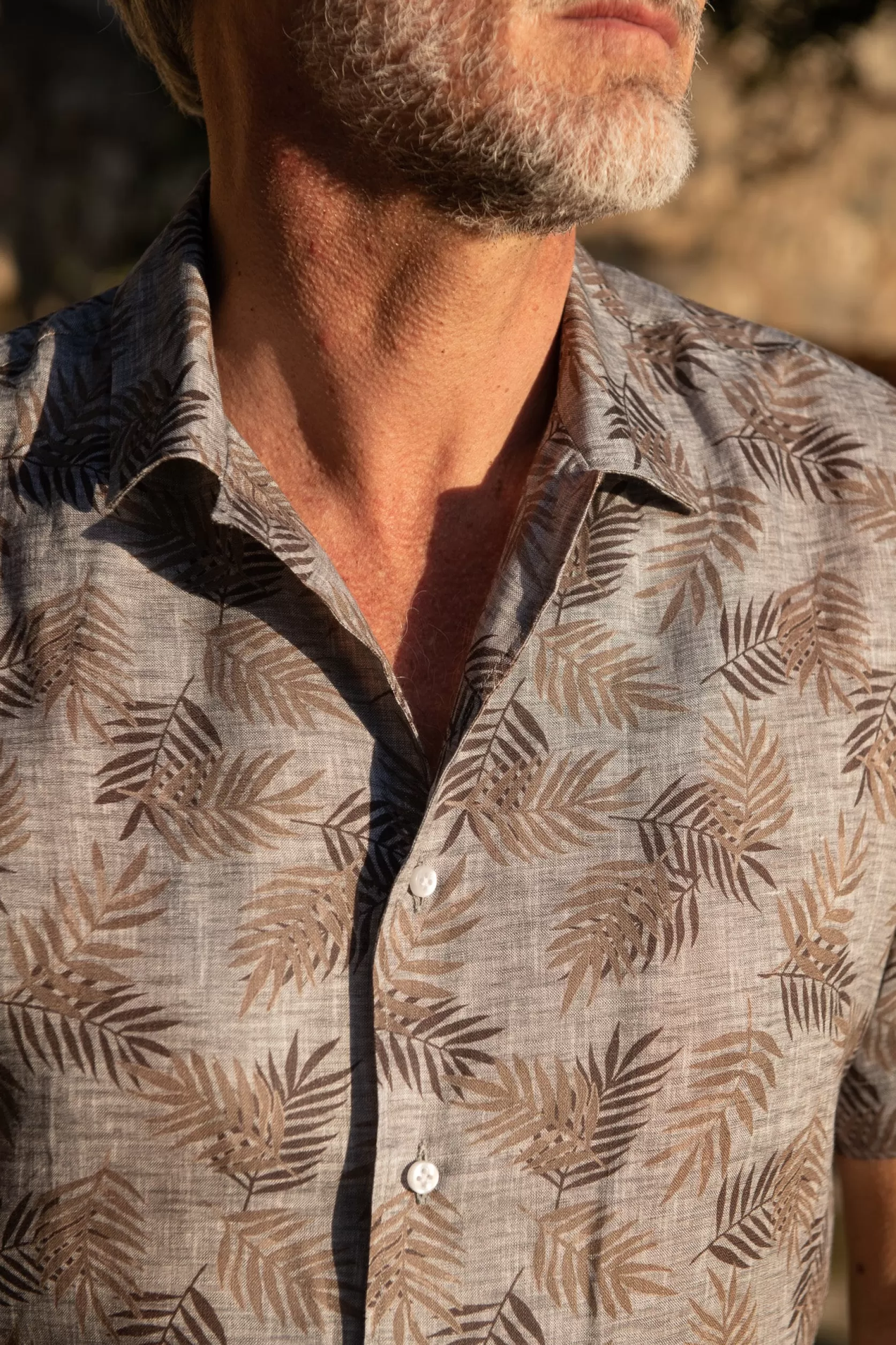 Chemise En Lin Hawaiana Grise - Made In Italy>Pini Parma Flash Sale