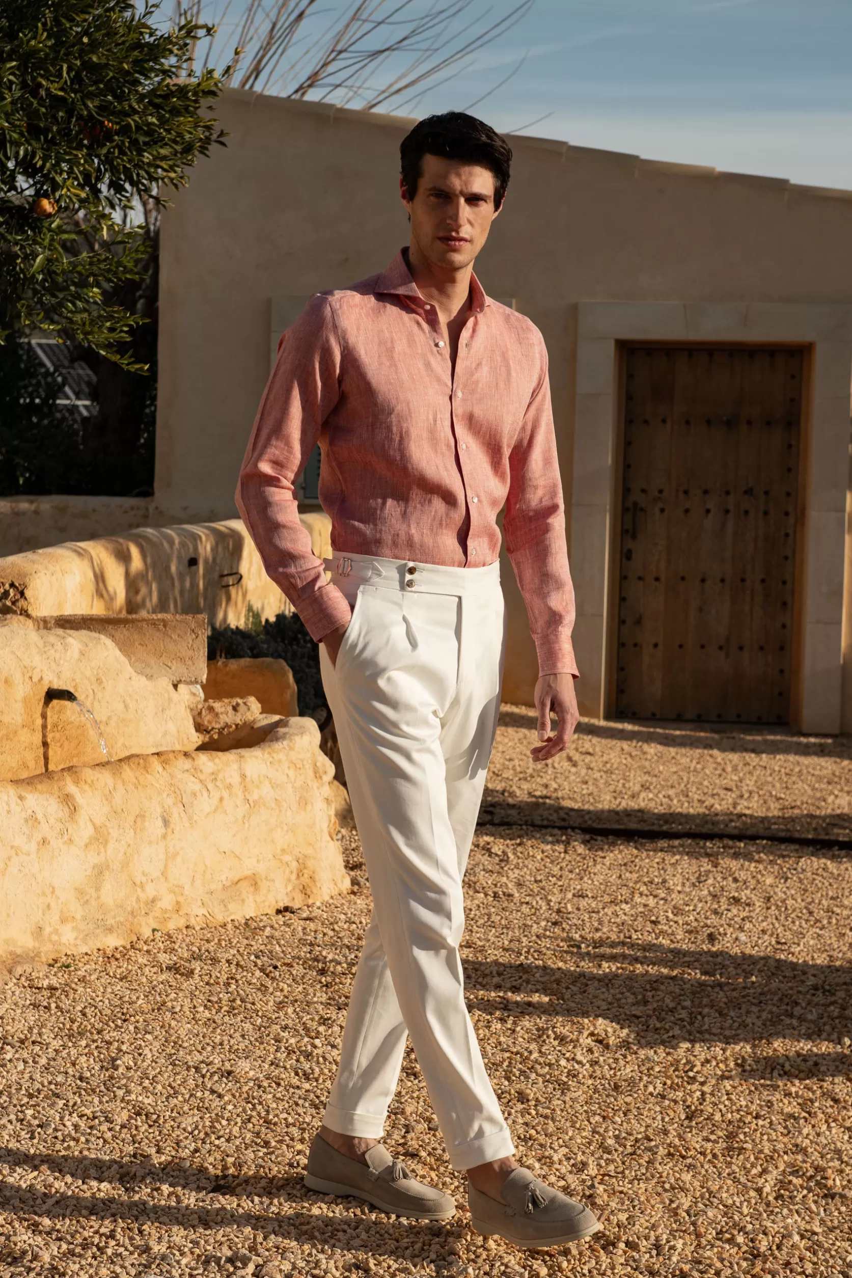 Chemise En Lin Rouge - Made In Italy>Pini Parma New