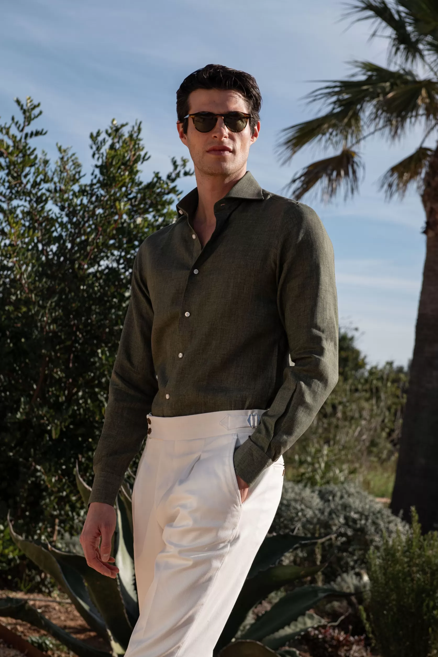 Chemise En Lin Vert - Made In Italy>Pini Parma Best Sale
