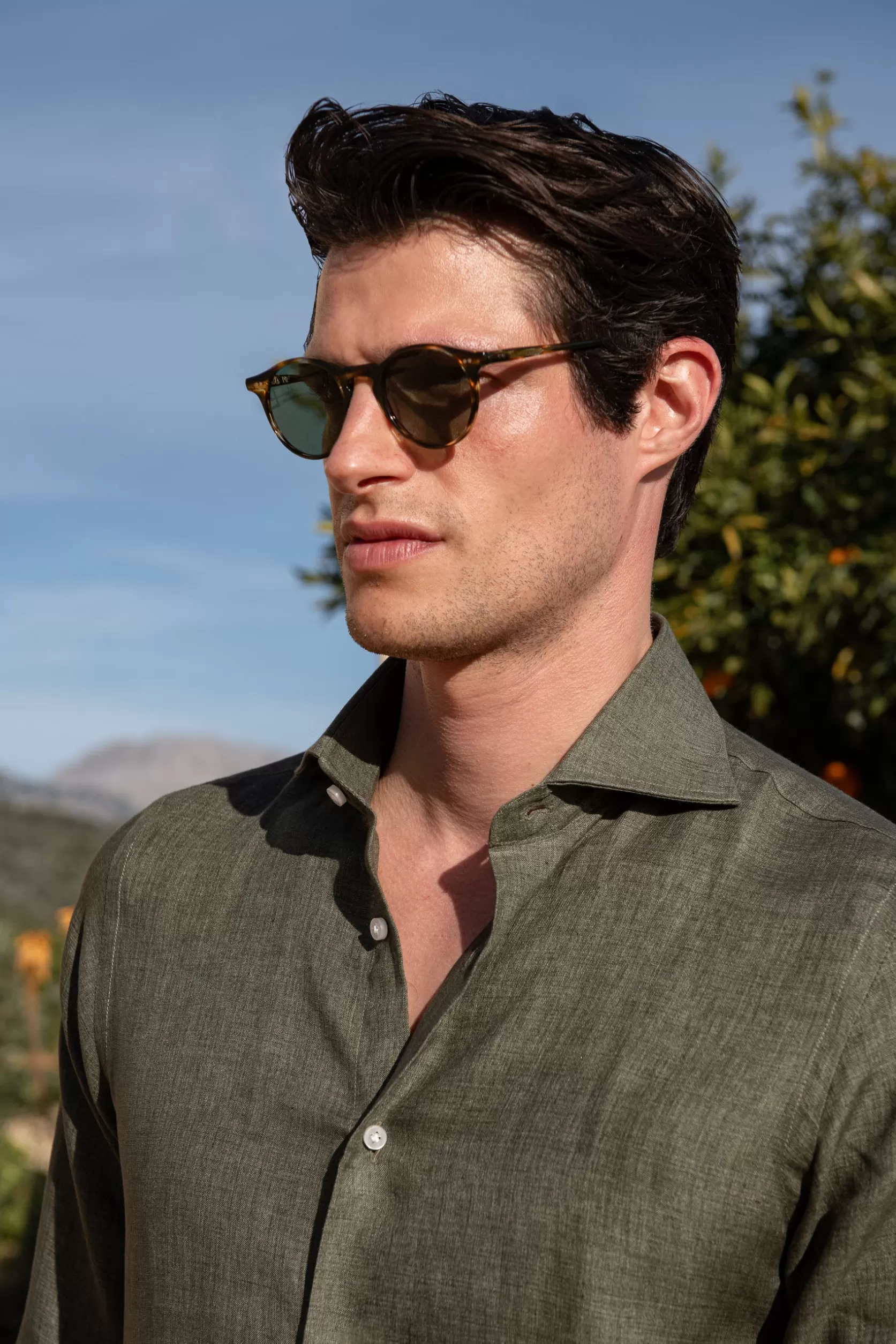Chemise En Lin Vert - Made In Italy>Pini Parma Best Sale