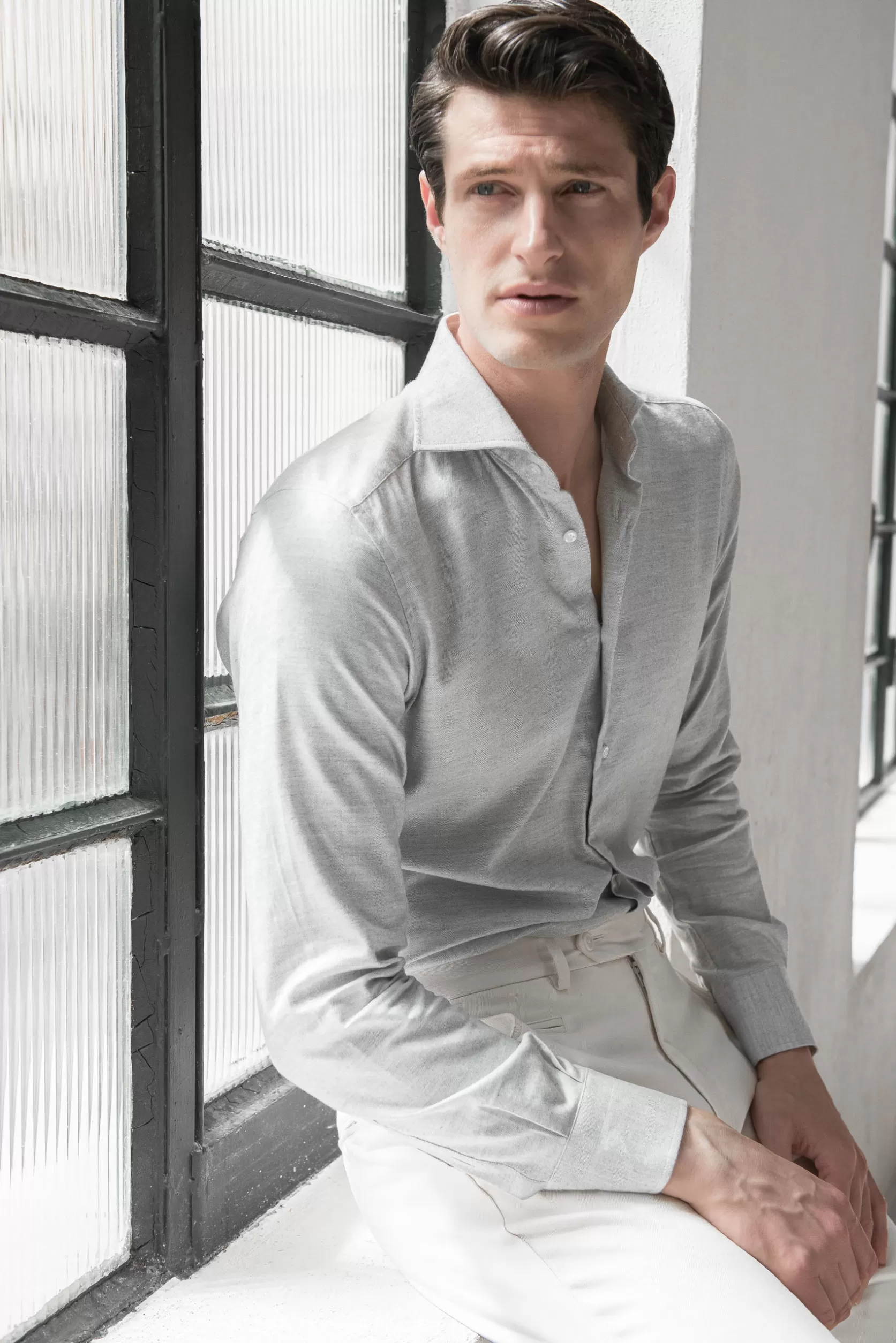 Chemise Grise Au Toucher Chaud - Made In Italy>Pini Parma Shop