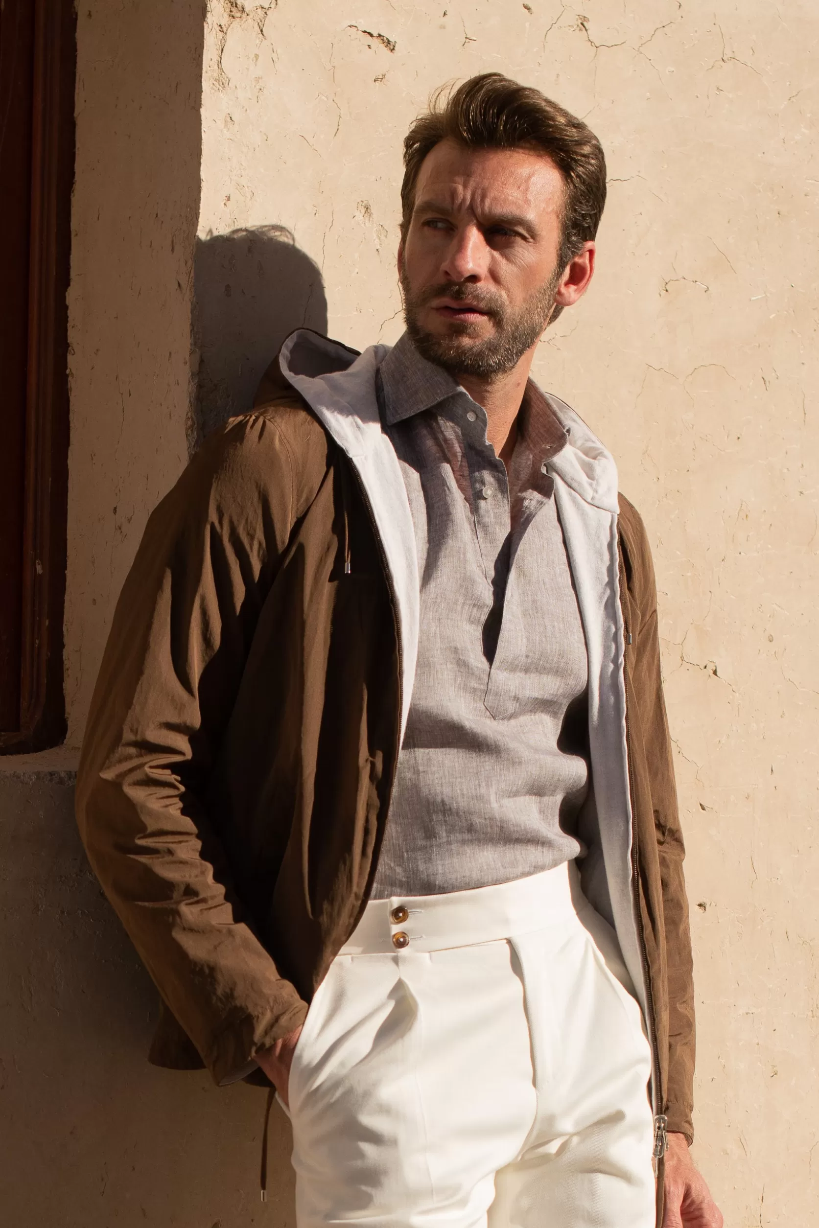 Chemise Popover En Lin Désert - Made In Italy>Pini Parma Best