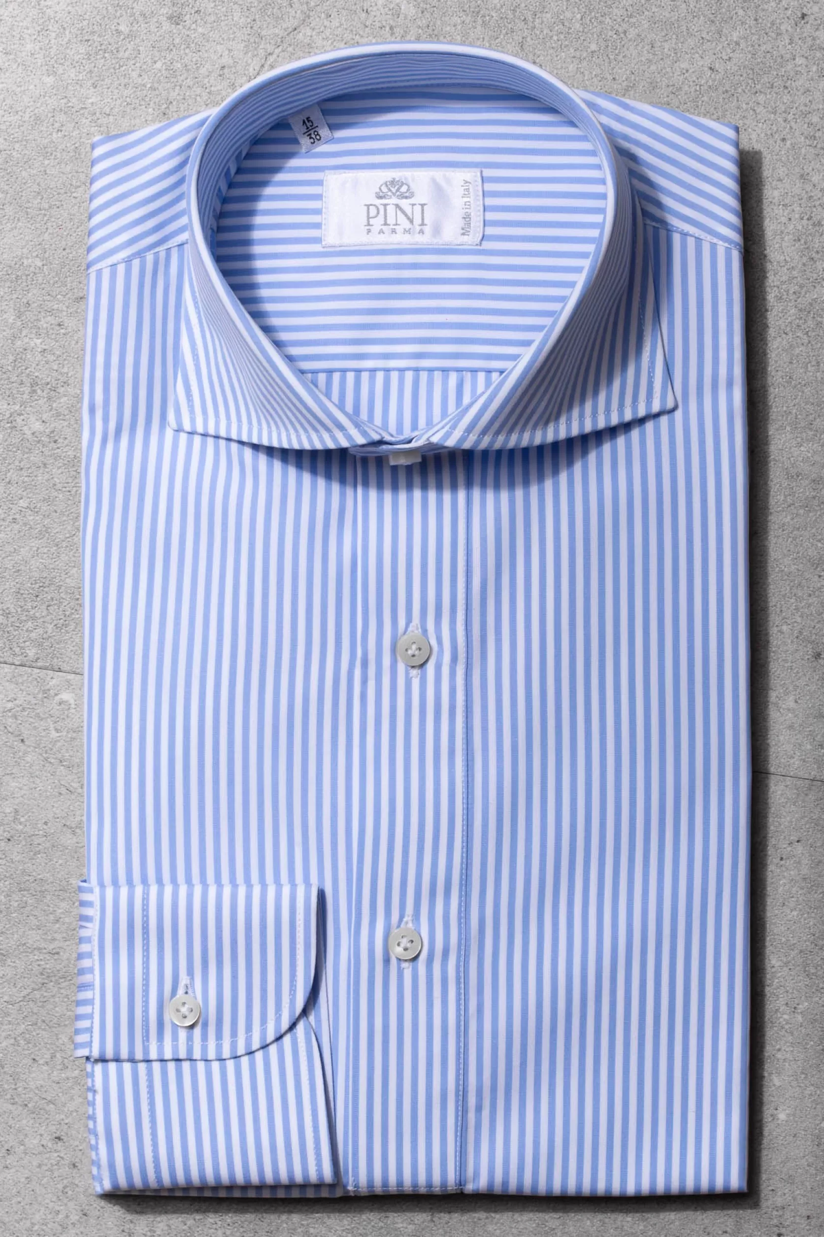 Chemise Popover Rayée Bleu Clair - Made In Italy>Pini Parma Cheap