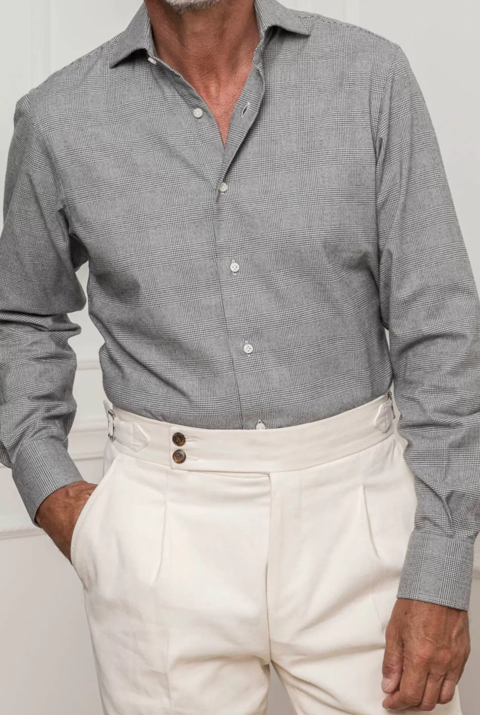 Chemise Prince De Galles Grise - Made In Italy>Pini Parma Cheap