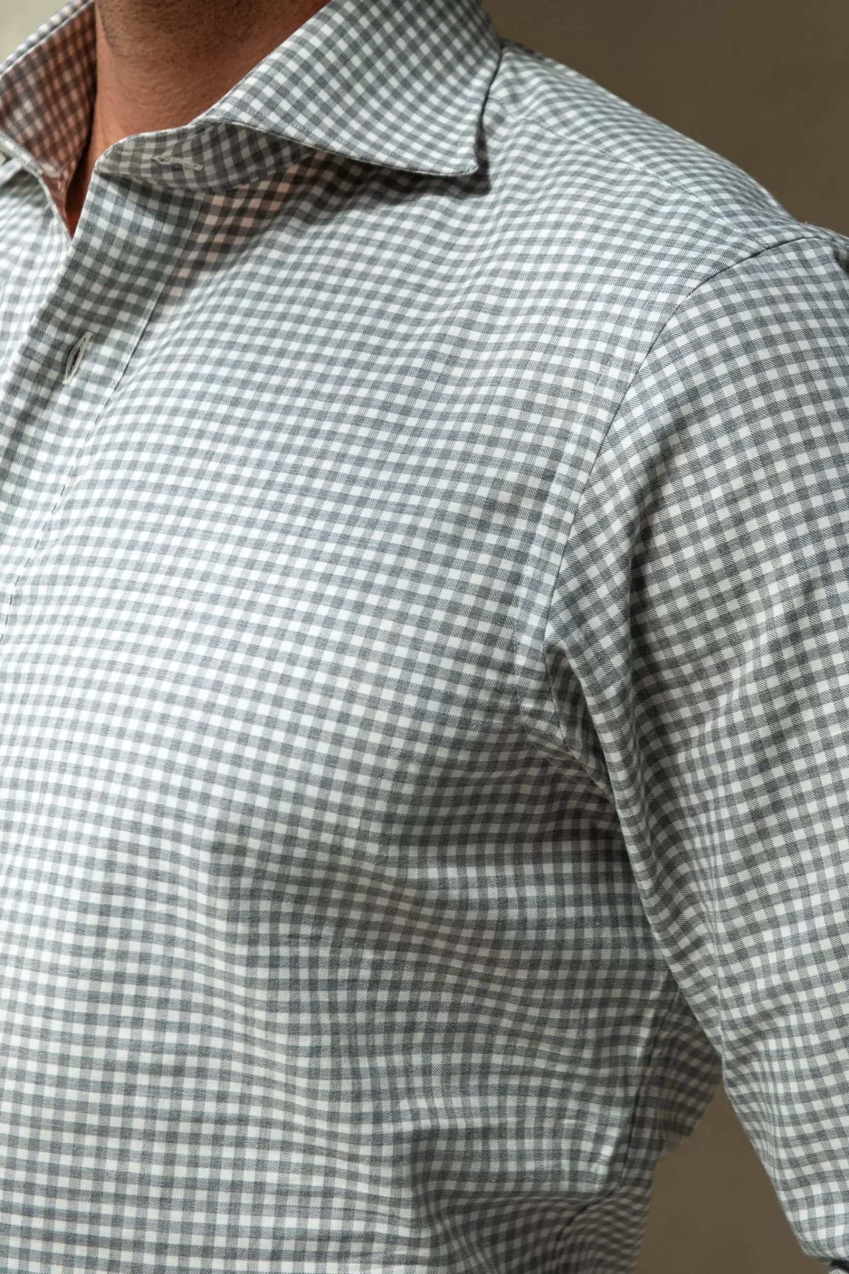 Chemise Vichy Gris Clair - Made In Italy>Pini Parma Hot