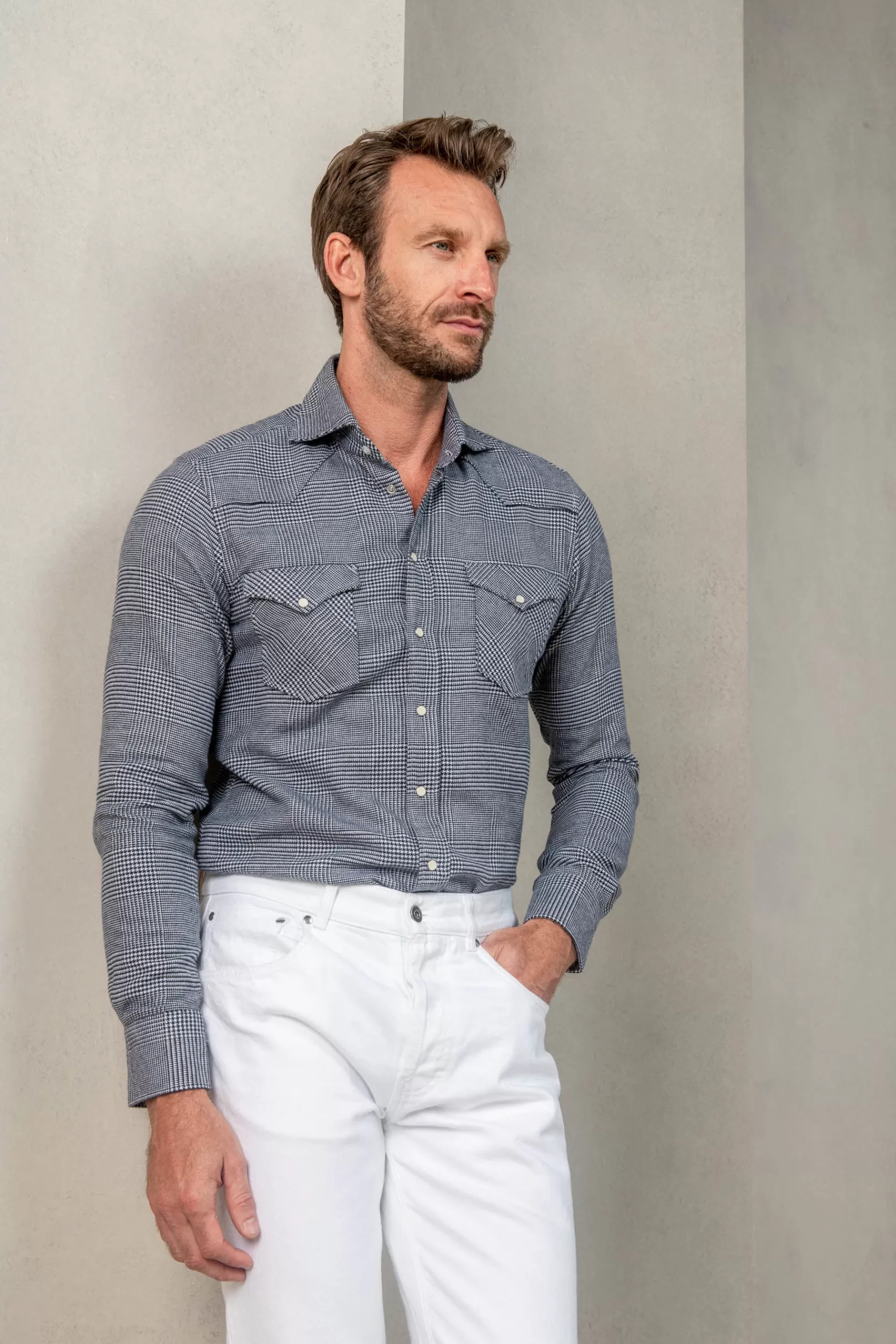 Chemise Western Prince De Galles e - Made In Italy>Pini Parma Best Sale