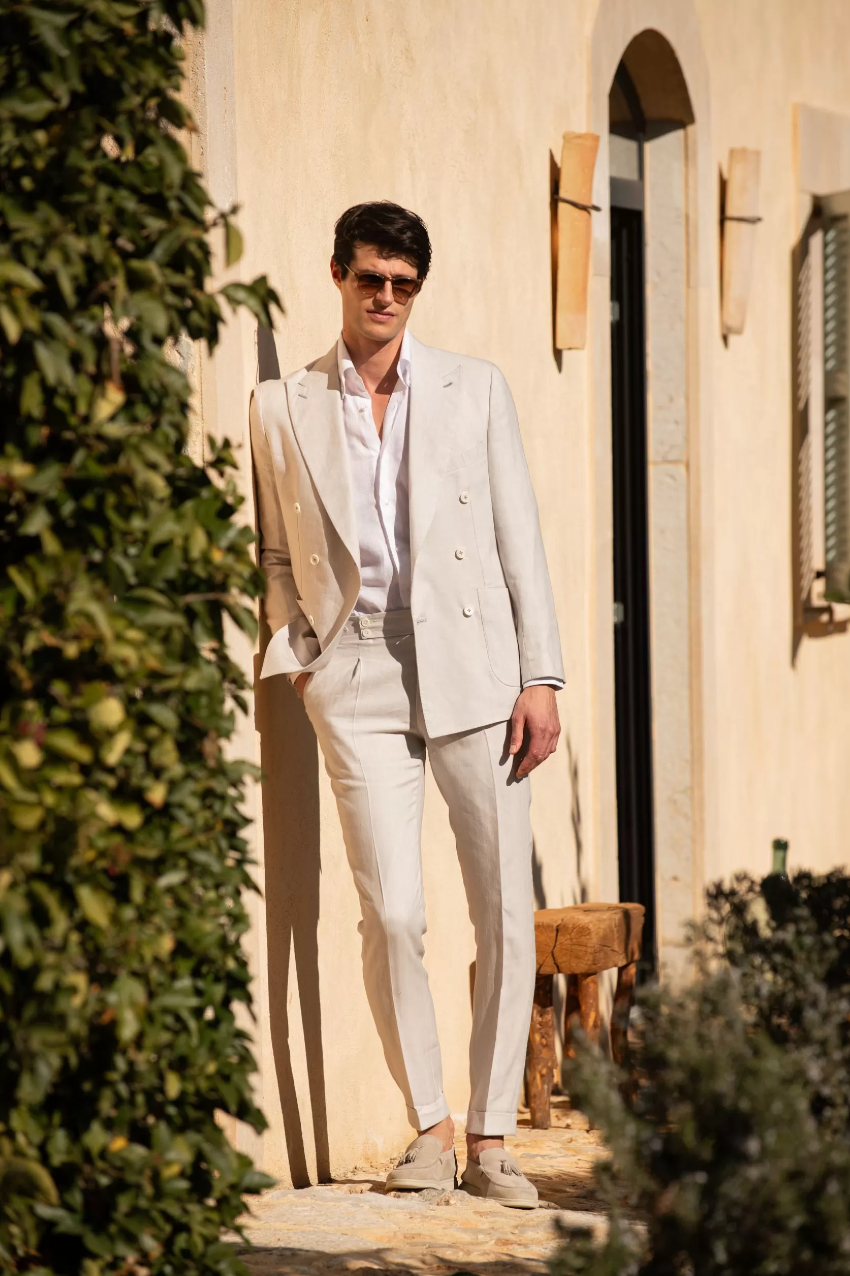 Costume Croisé à Chevrons Naturels - Made In Italy>Pini Parma Flash Sale