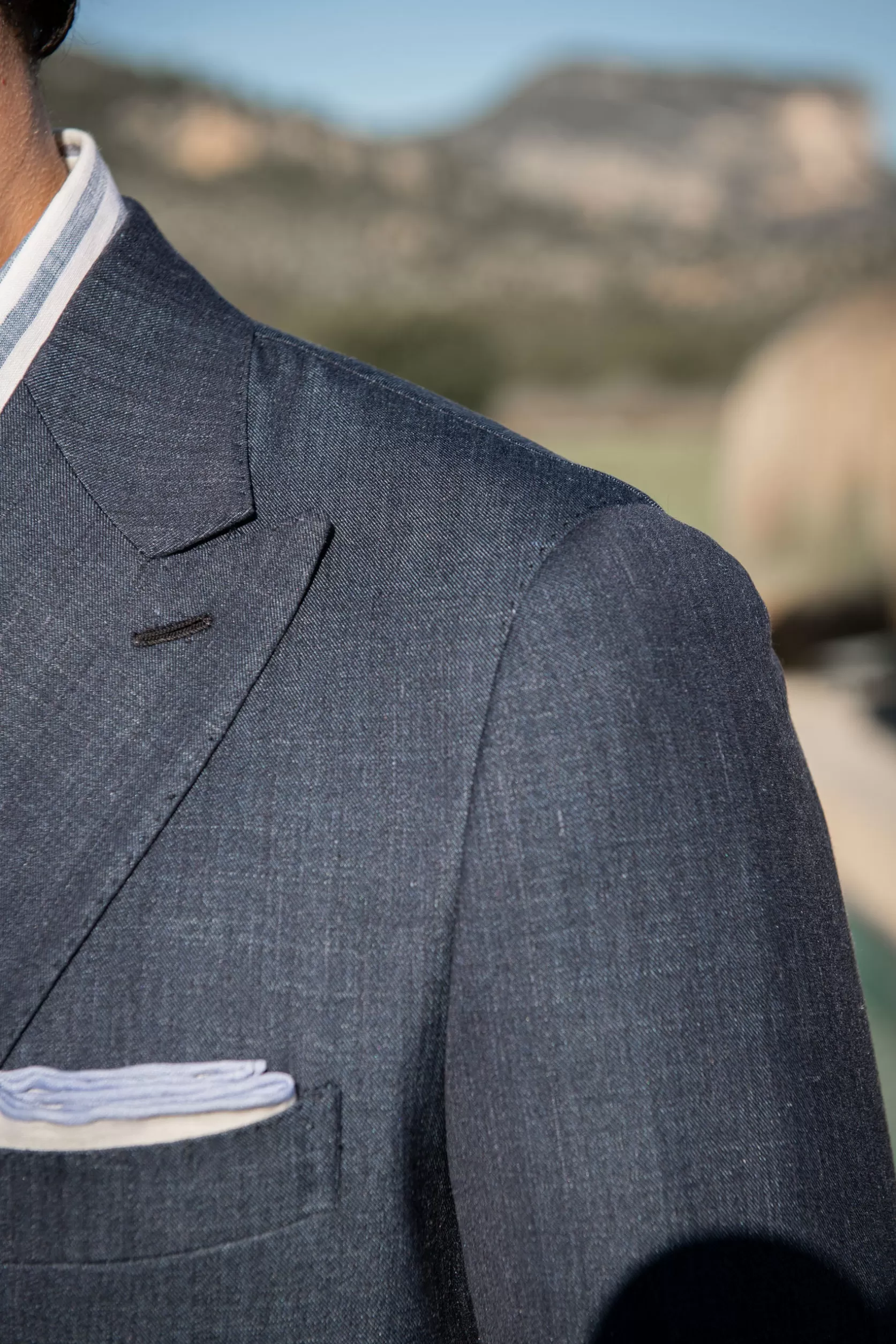 Costume Croisé Denim En Tissu Loro Piana - Made In Italy>Pini Parma Store