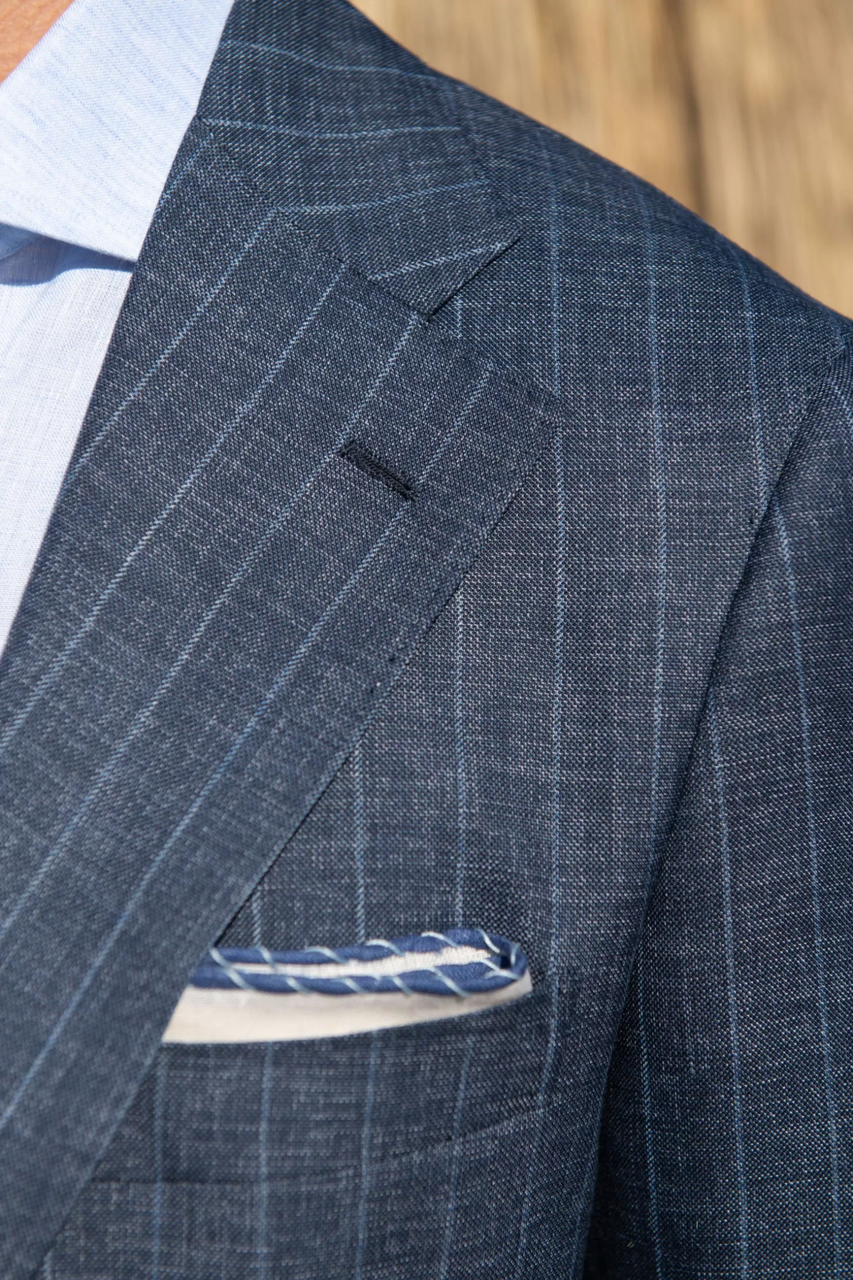 Costume En Laine à Rayures Denim - Made In Italy>Pini Parma New