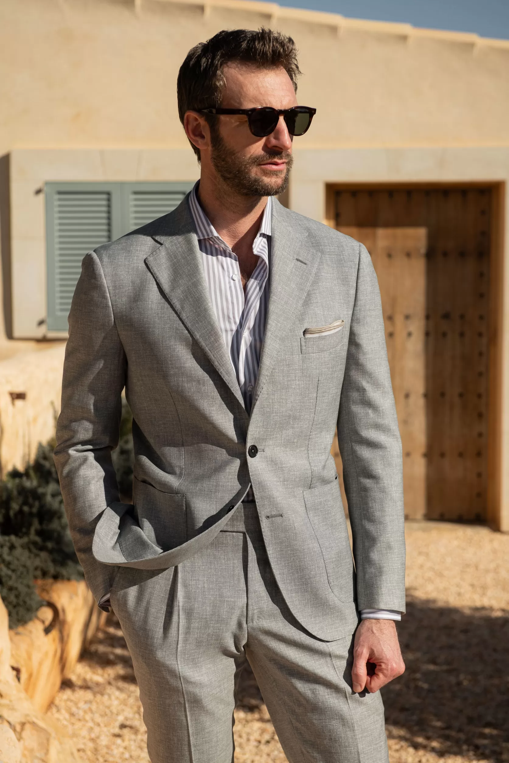 Costume En Laine Gris Clair - Made In Italy>Pini Parma New