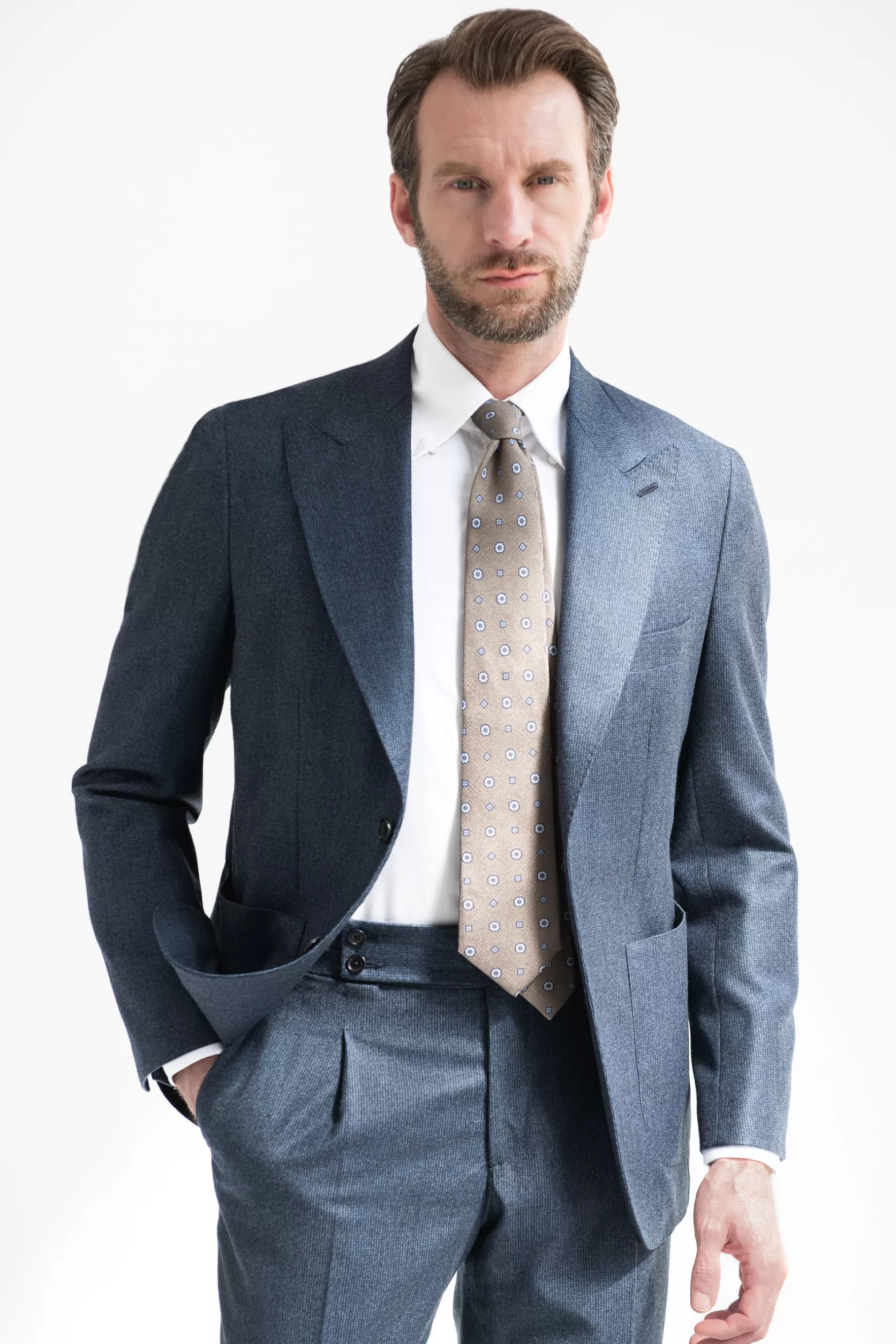 Costume Pied-de-poule Bleu " Collection Capsule Soragna " - Made In Italy>Pini Parma Clearance