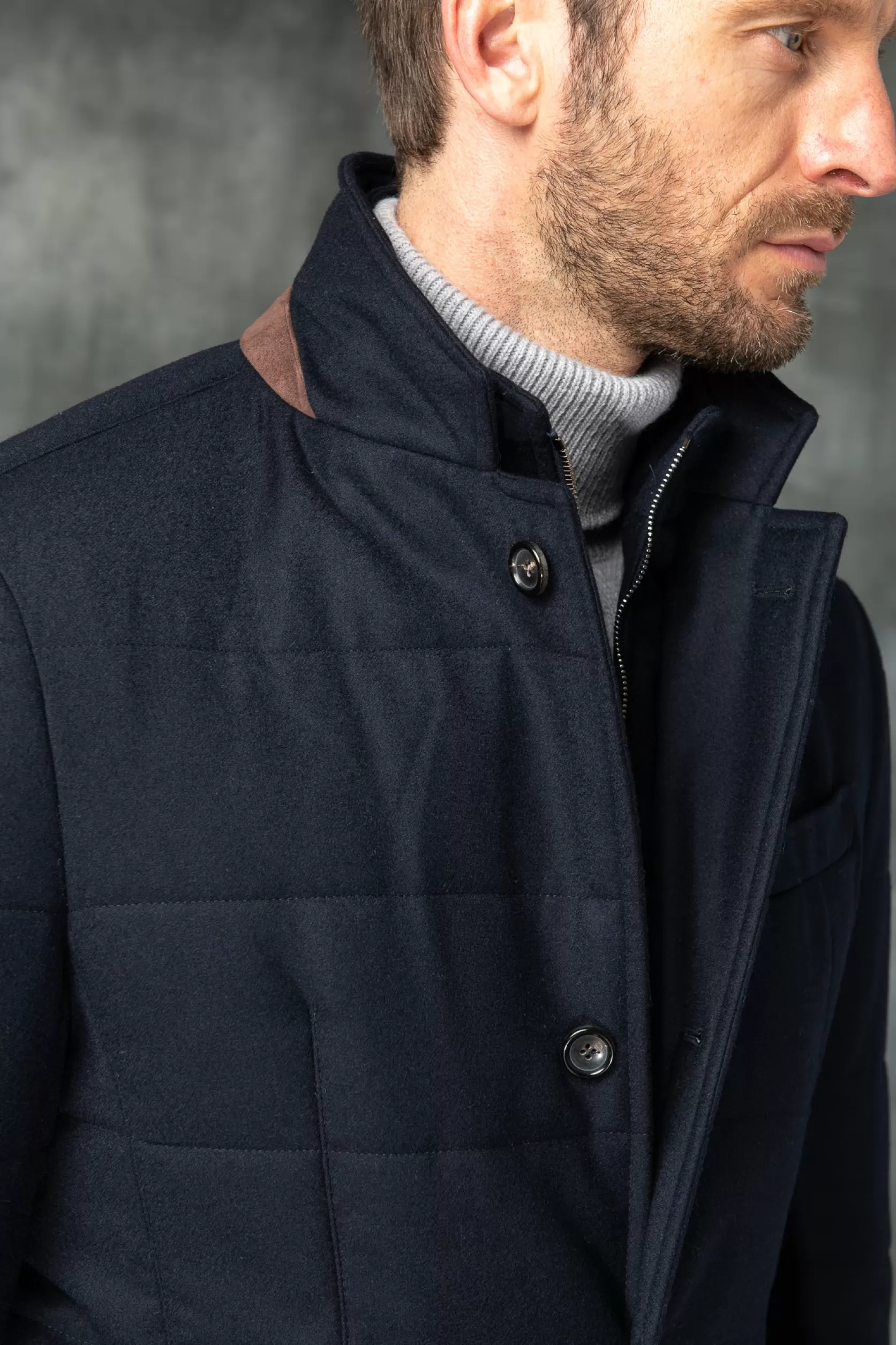 Doudoune Bleue En Laine Et Cachemire Loro Piana Avec Rain System® – Made In Italy>Pini Parma Store