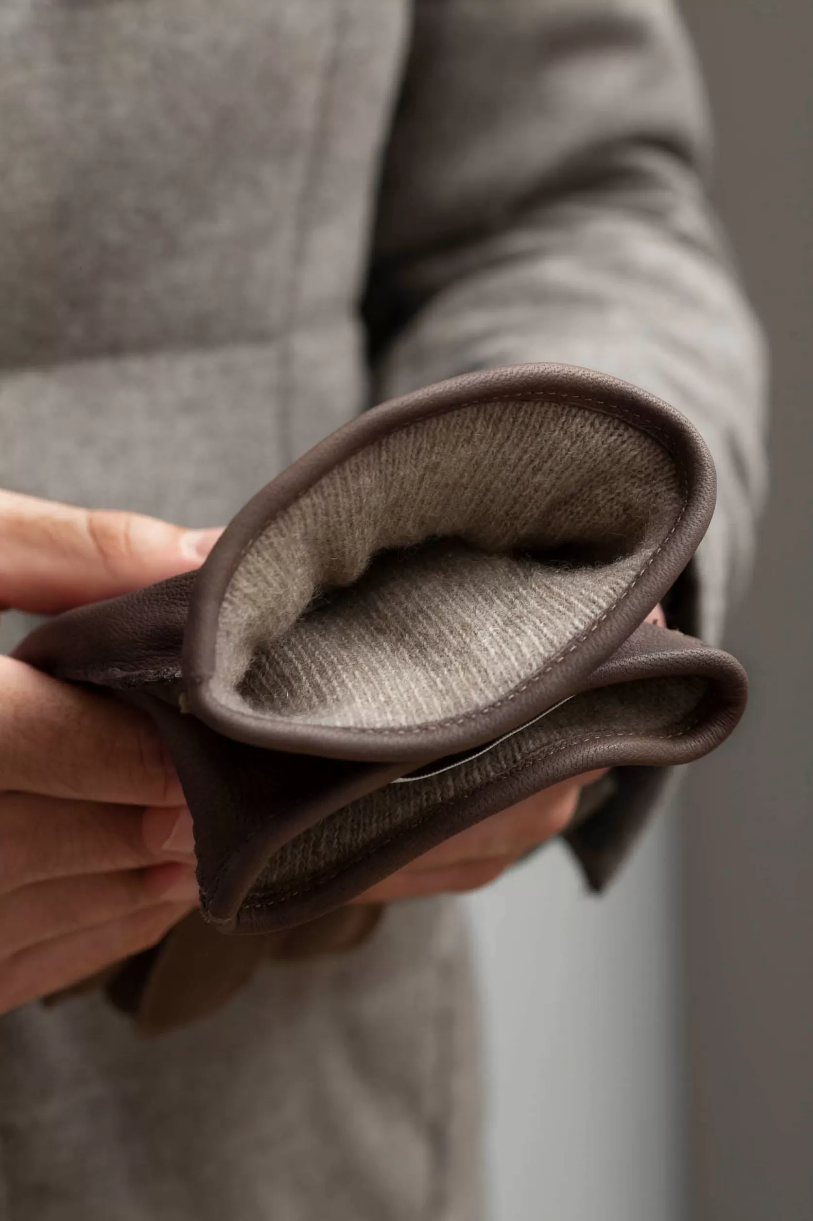 Gants En Cuir De Cerf Doublés De Cachemire Marron - Made In Italy>Pini Parma Best Sale