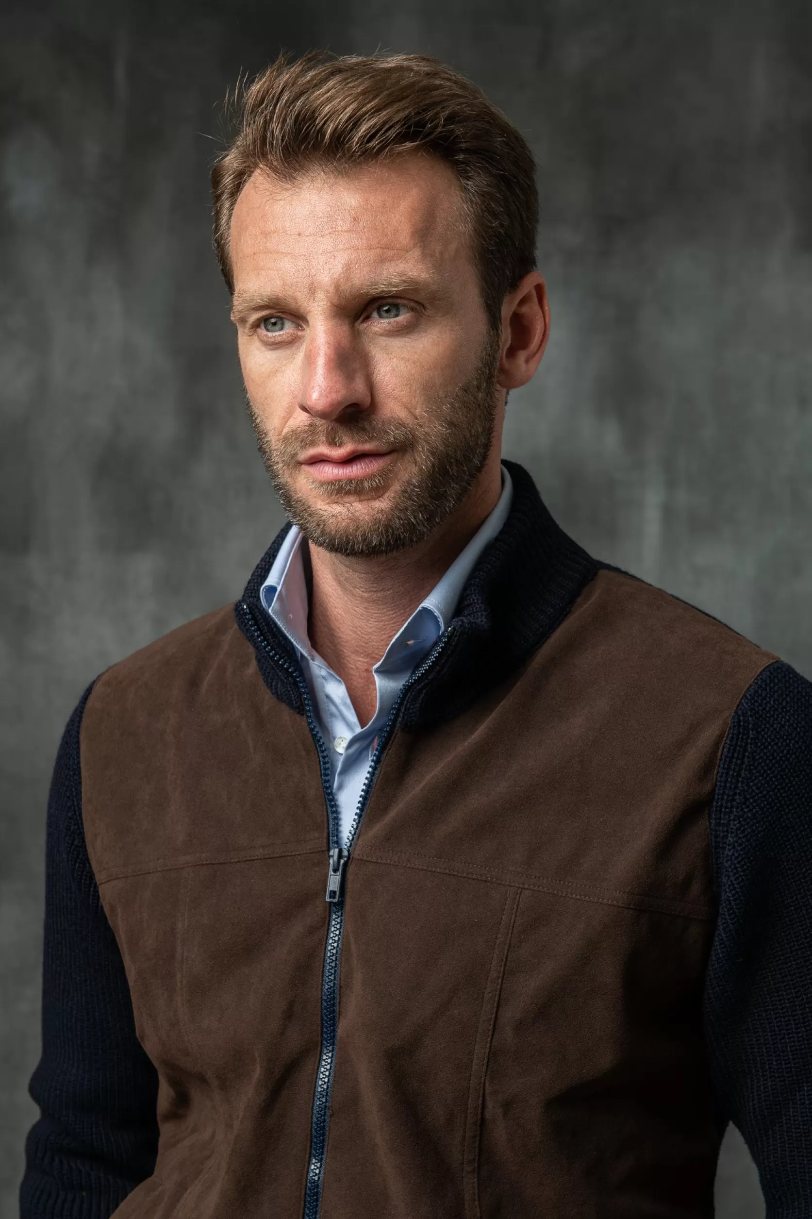 Gilet Bleu Et Marron - Alcantara & Laine - Made In Italy>Pini Parma Best Sale