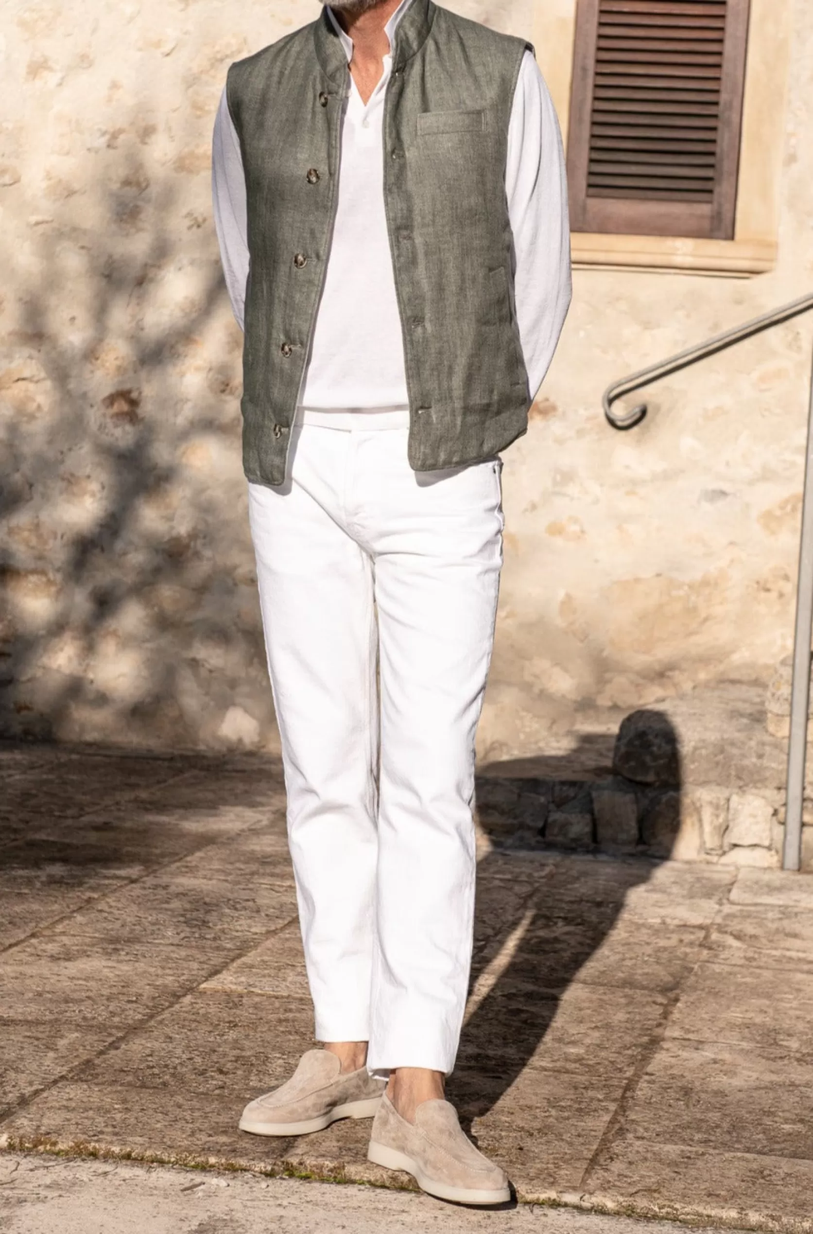 Gilet Réversible En Lin Sauge – Made In Italy>Pini Parma Clearance