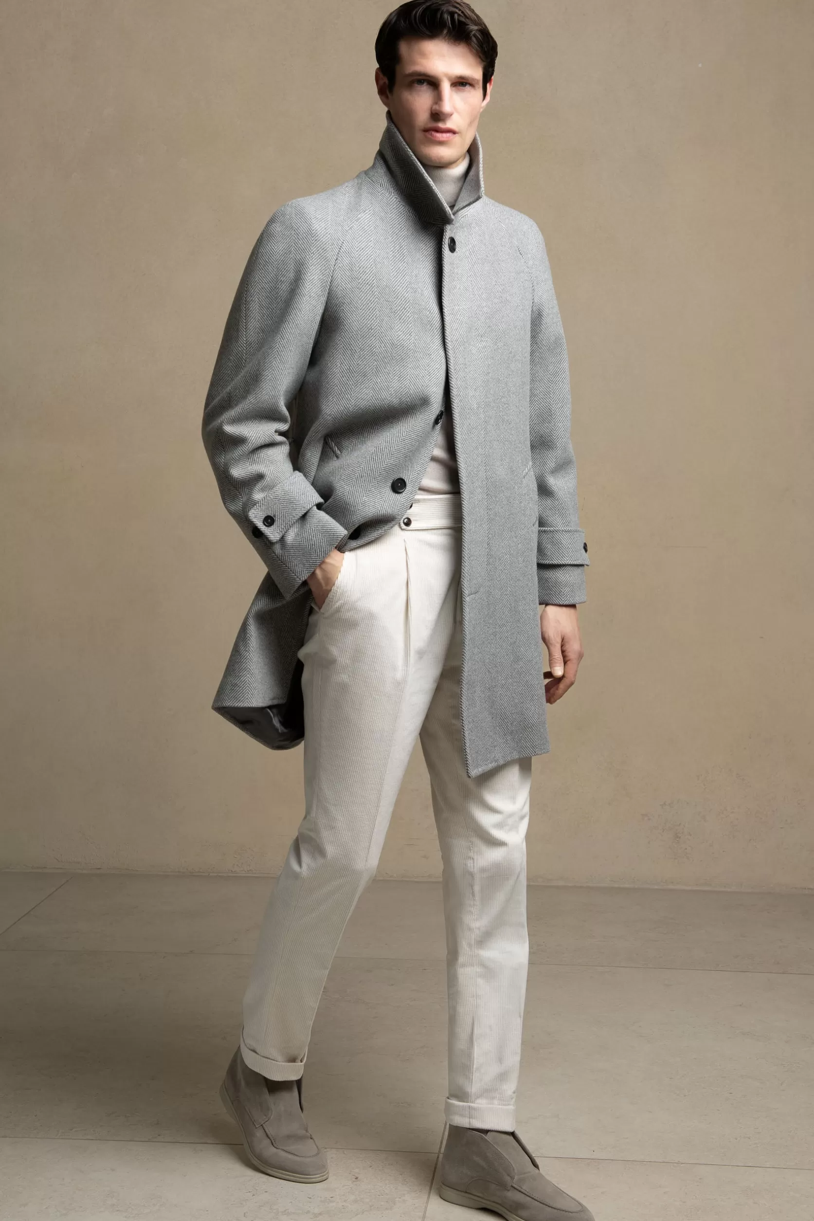 Manteau Raglan à Chevrons Gris – Made In Italy>Pini Parma New