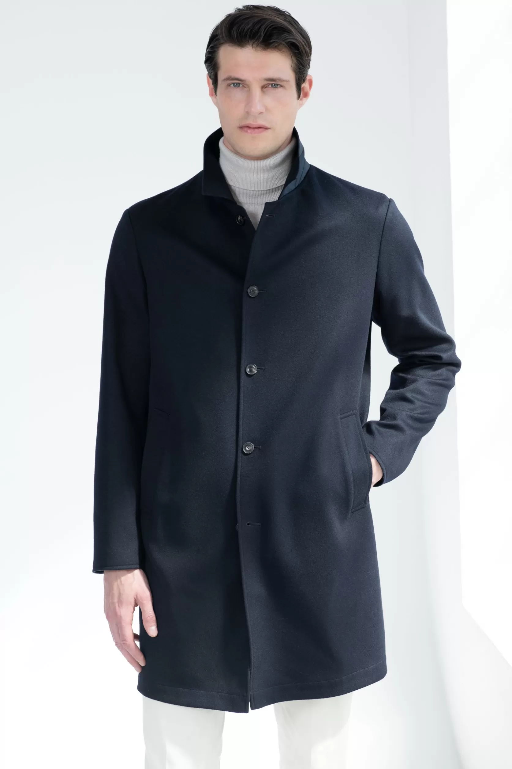 Manteau Réversible En Cachemire Bleu - Made In Italy>Pini Parma Best