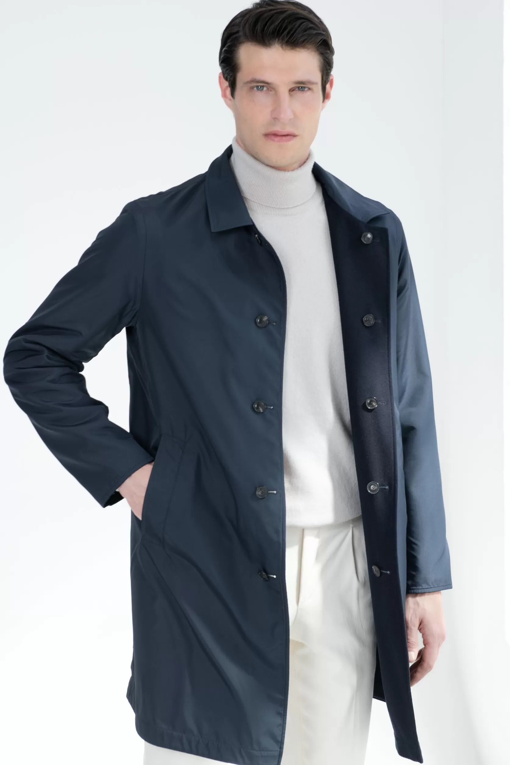 Manteau Réversible En Cachemire Bleu - Made In Italy>Pini Parma Best