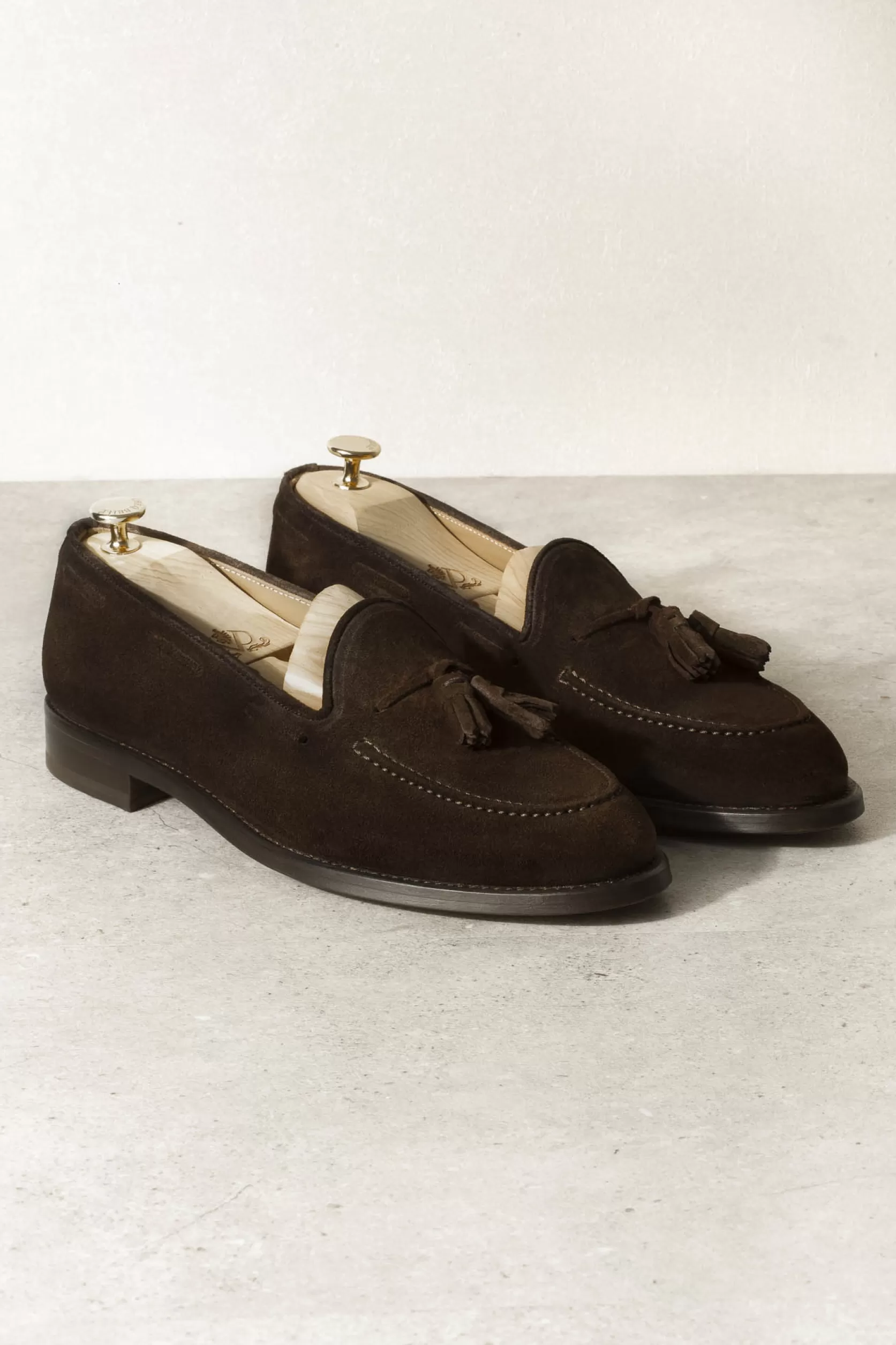 Mocassins à Pompons En Daim Marron - Made In Italy>Pini Parma New