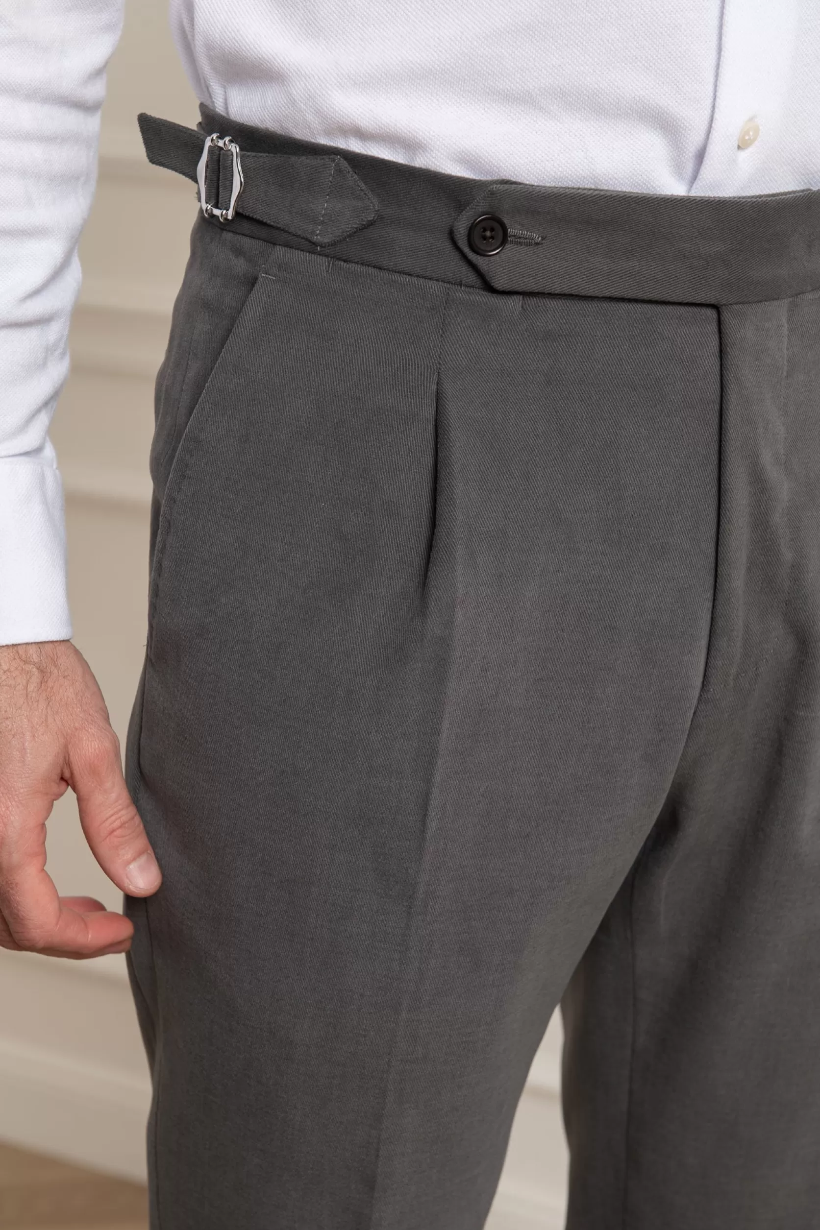 Pantalon Biella En Coton Gris - Made In Italy>Pini Parma Outlet