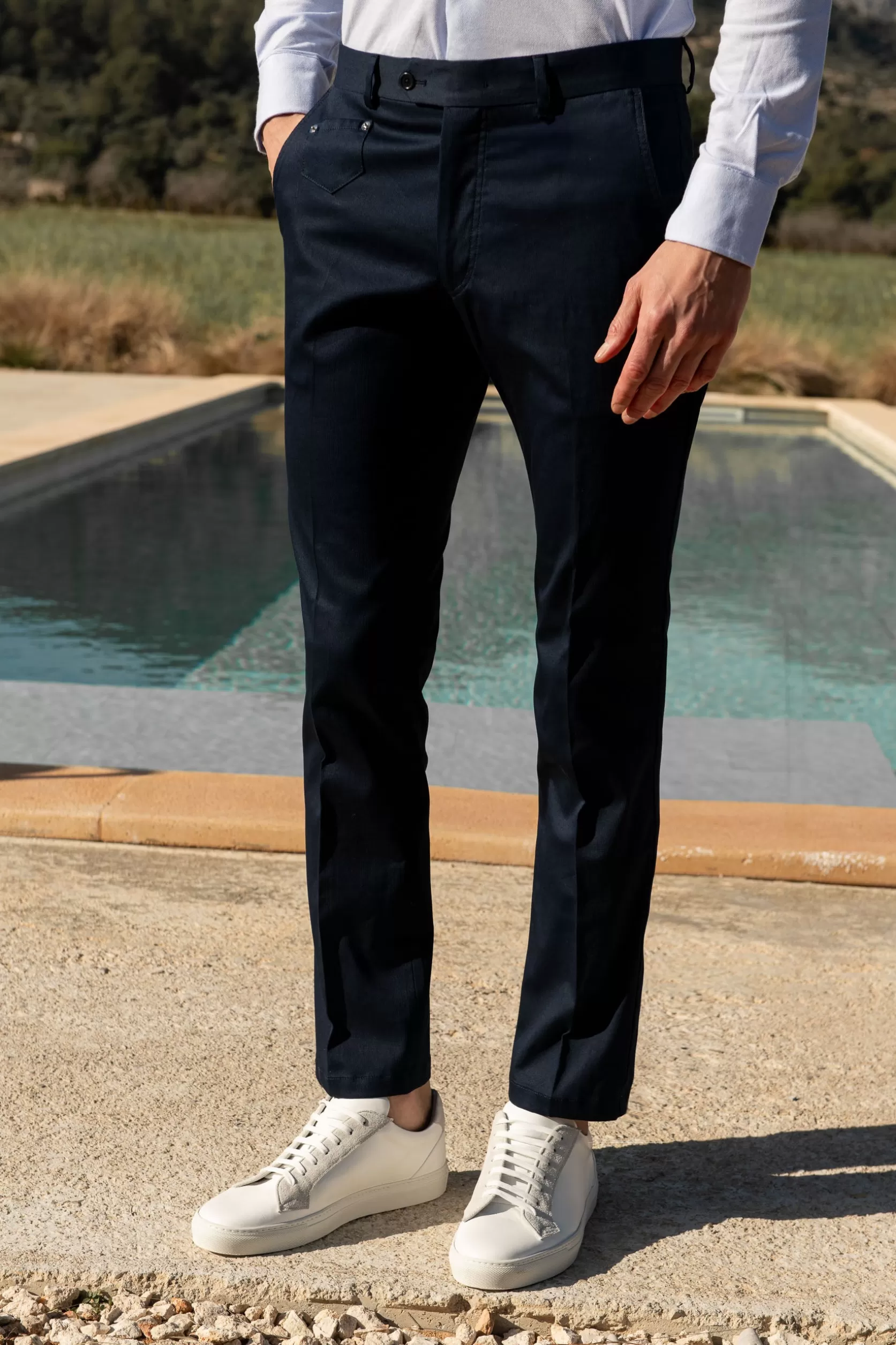 Pantalon Sirmione En Coton Bleu - Made In Italy>Pini Parma Clearance