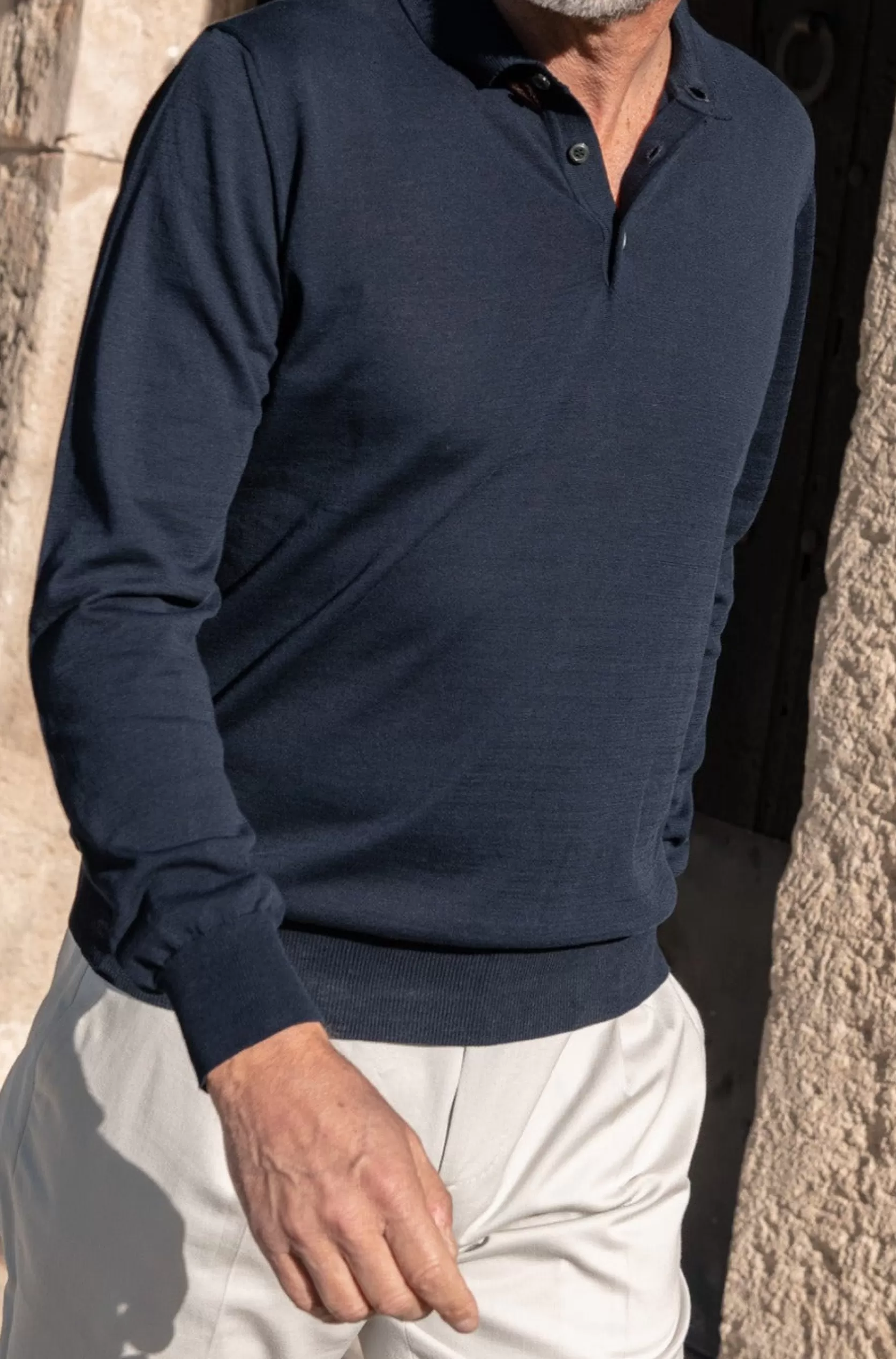 Polo à Manches Longues En Coton - Made In Italy>Pini Parma Shop
