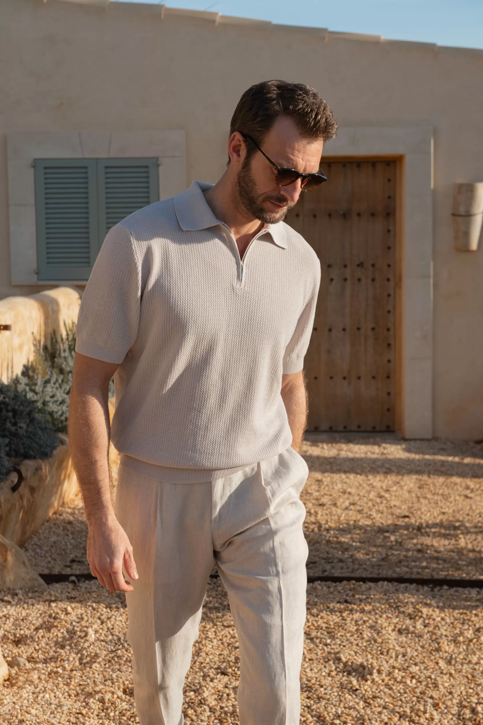 Polo En Texturée Avec Zip - Made In Italy>Pini Parma Best Sale
