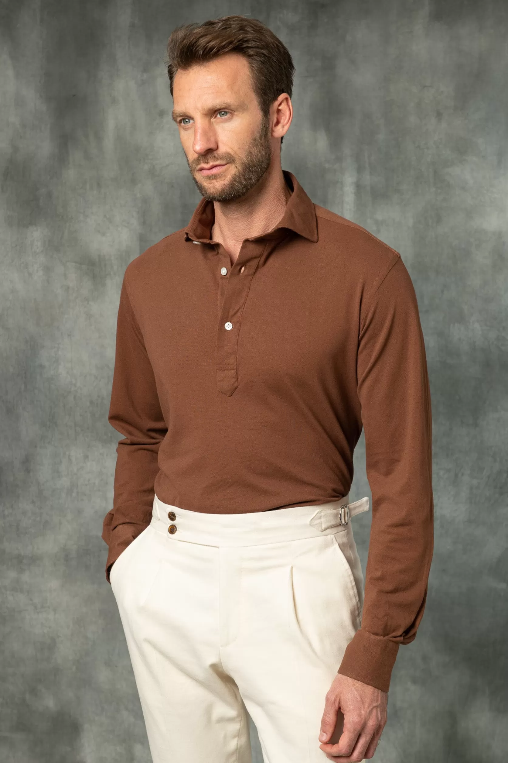 Polo Popover Marron - Made In Italy>Pini Parma Hot