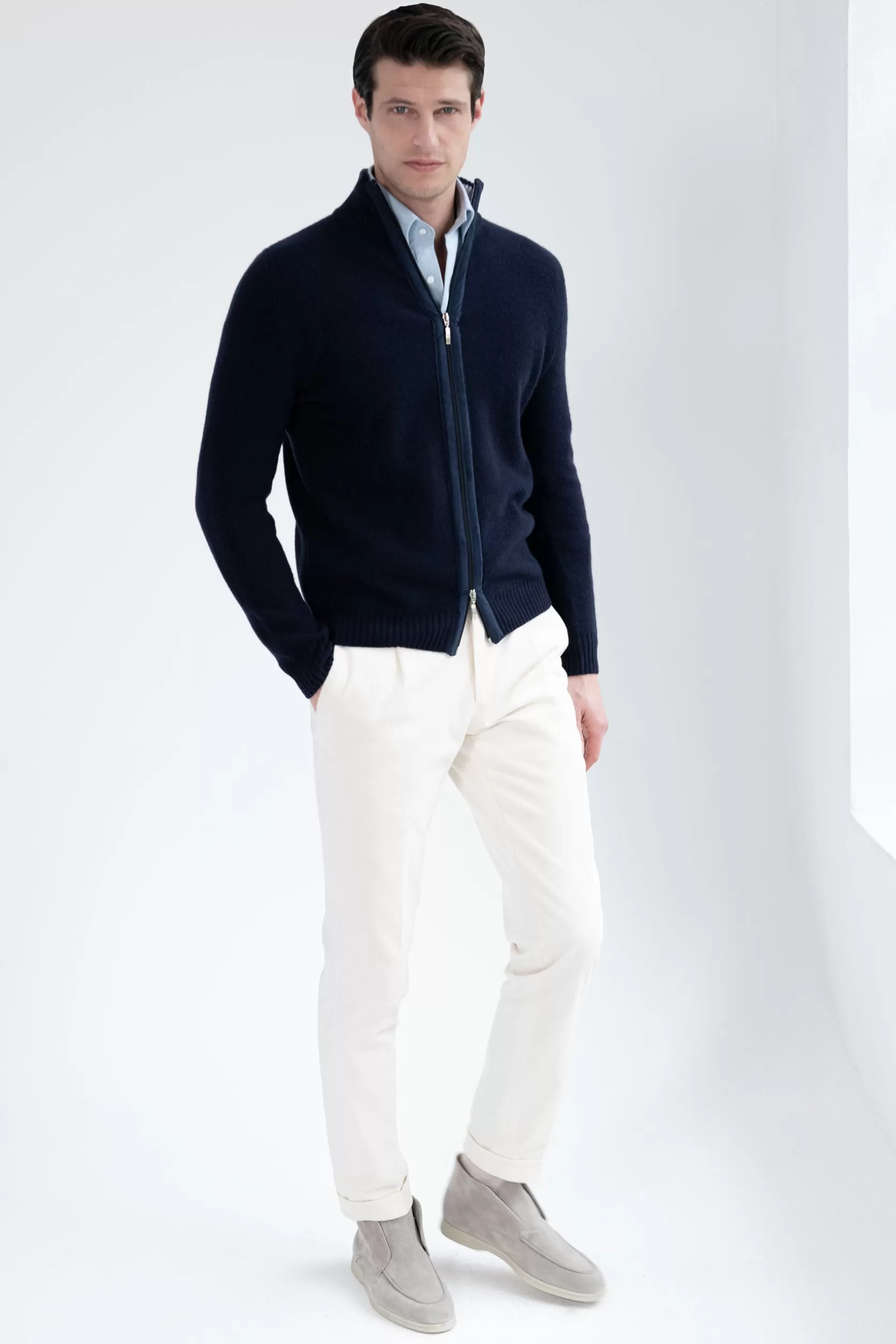 Pull Zippé En Mélange De Cachemire Nid D'abeille – Made In Italy>Pini Parma Outlet