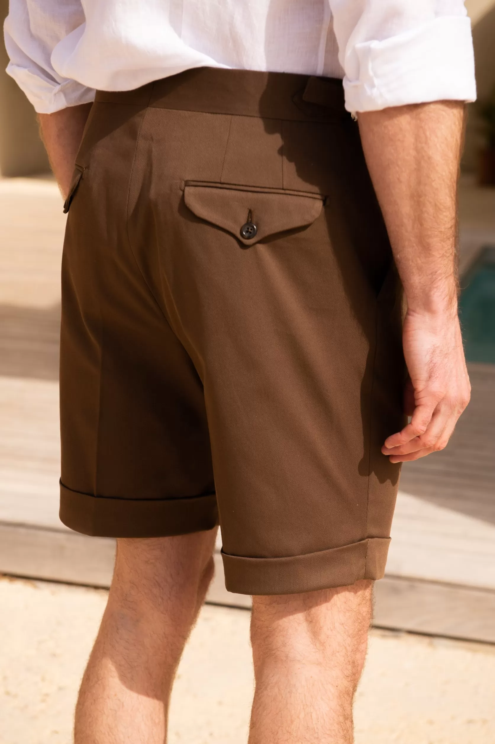Short En Coton Marron - Made In Italy>Pini Parma Online