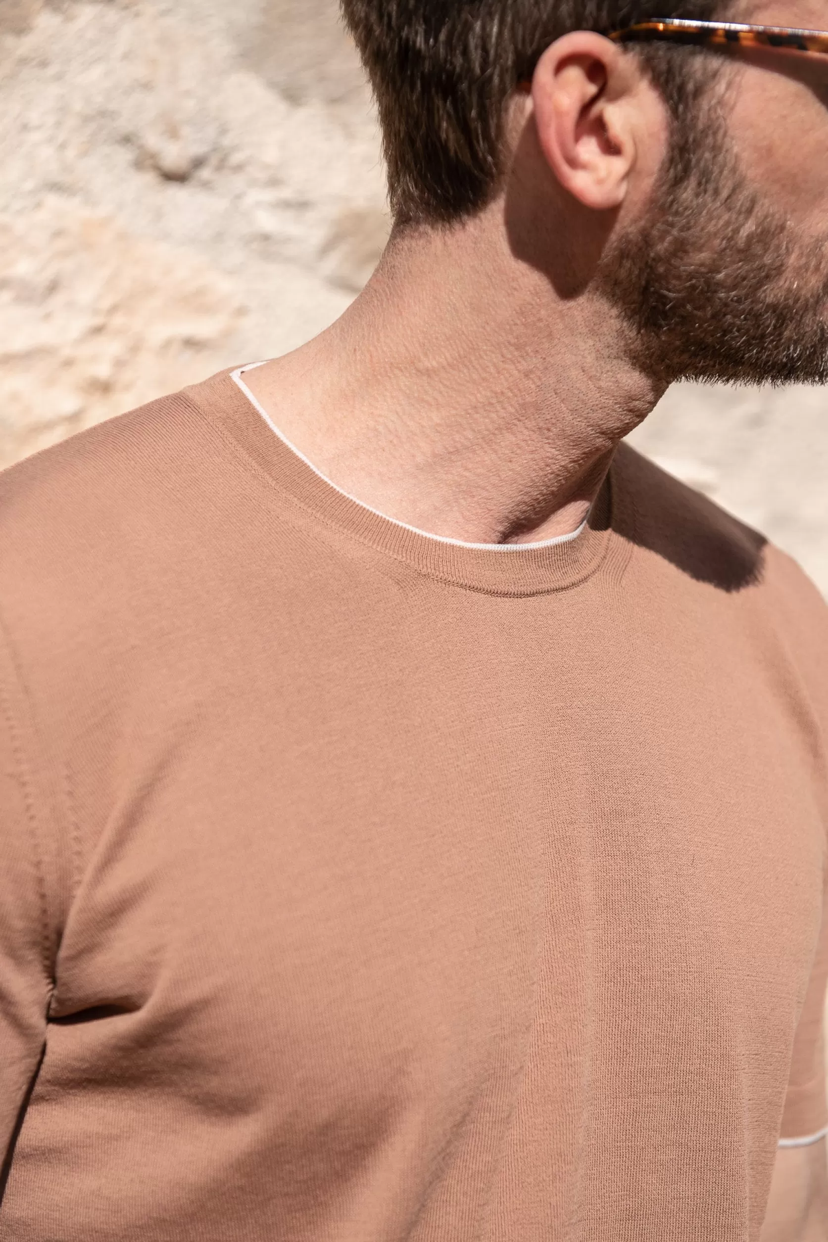 T-shirt En Coton Tricoté Rouille - Made In Italy>Pini Parma Best Sale