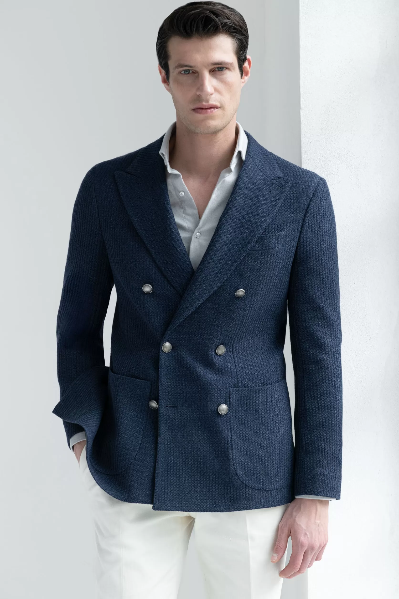 Veste Croisée Bleu Marine - Made In Italy>Pini Parma Cheap